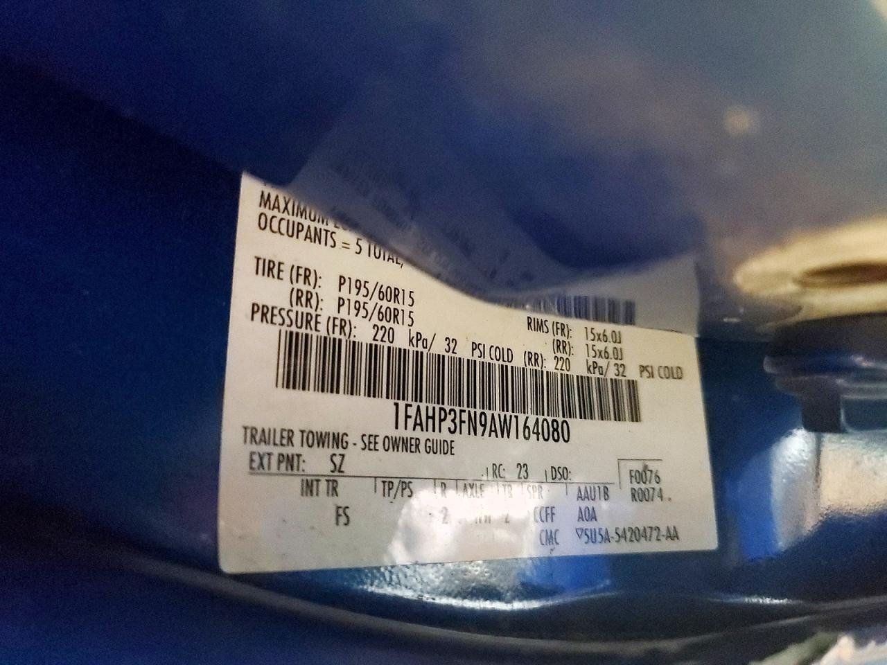 2010 Ford Focus Se Blue vin: 1FAHP3FN9AW164080