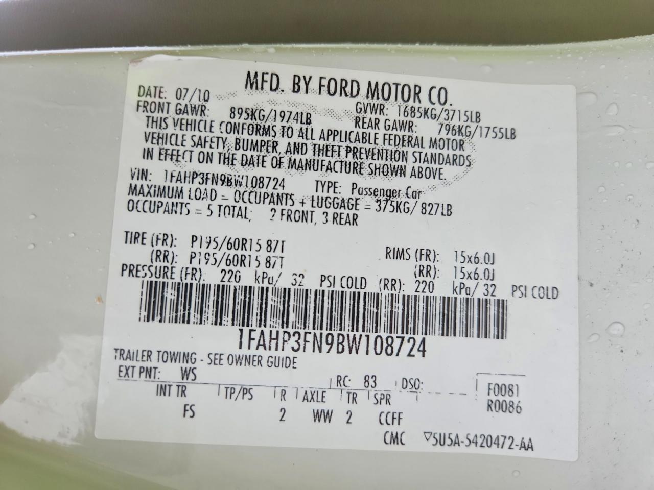 2011 Ford Focus Se Белый vin: 1FAHP3FN9BW108724