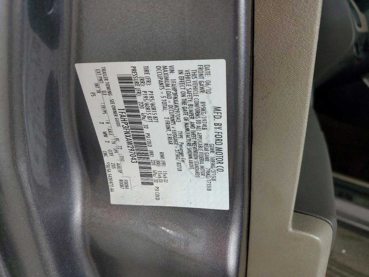 2010 Ford Focus Se Gray vin: 1FAHP3FNXAW297043