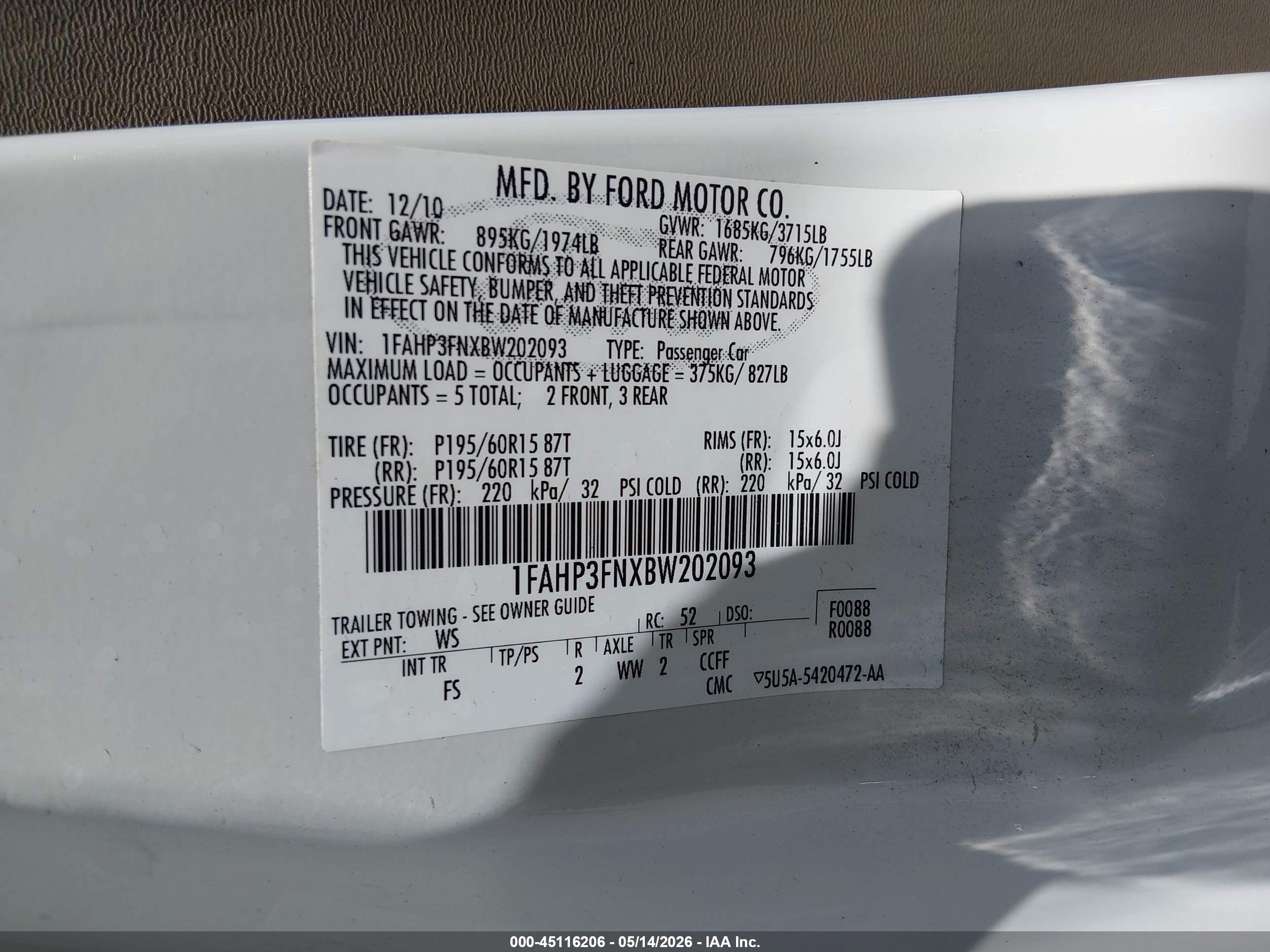 2011 Ford Focus Se White vin: 1FAHP3FNXBW202093