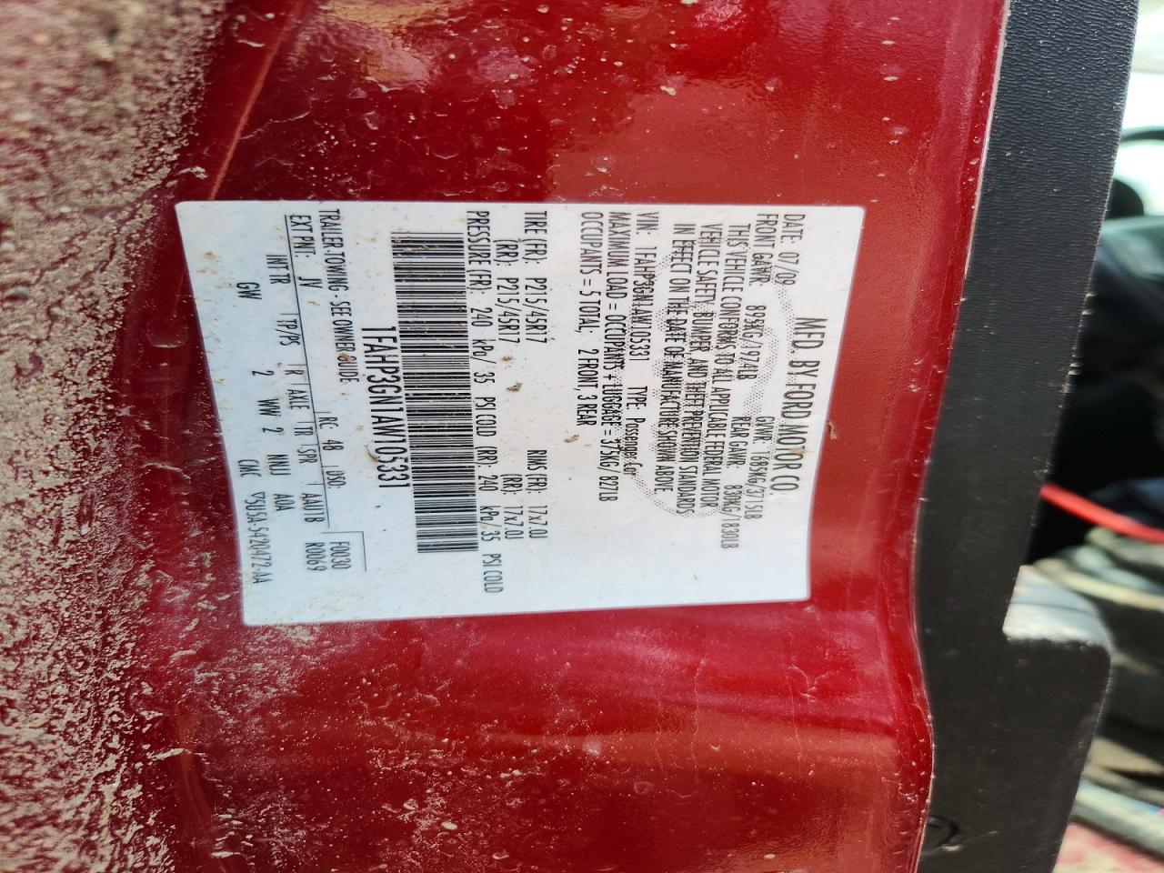 2010 Ford Focus Ses Red vin: 1FAHP3GN1AW105331