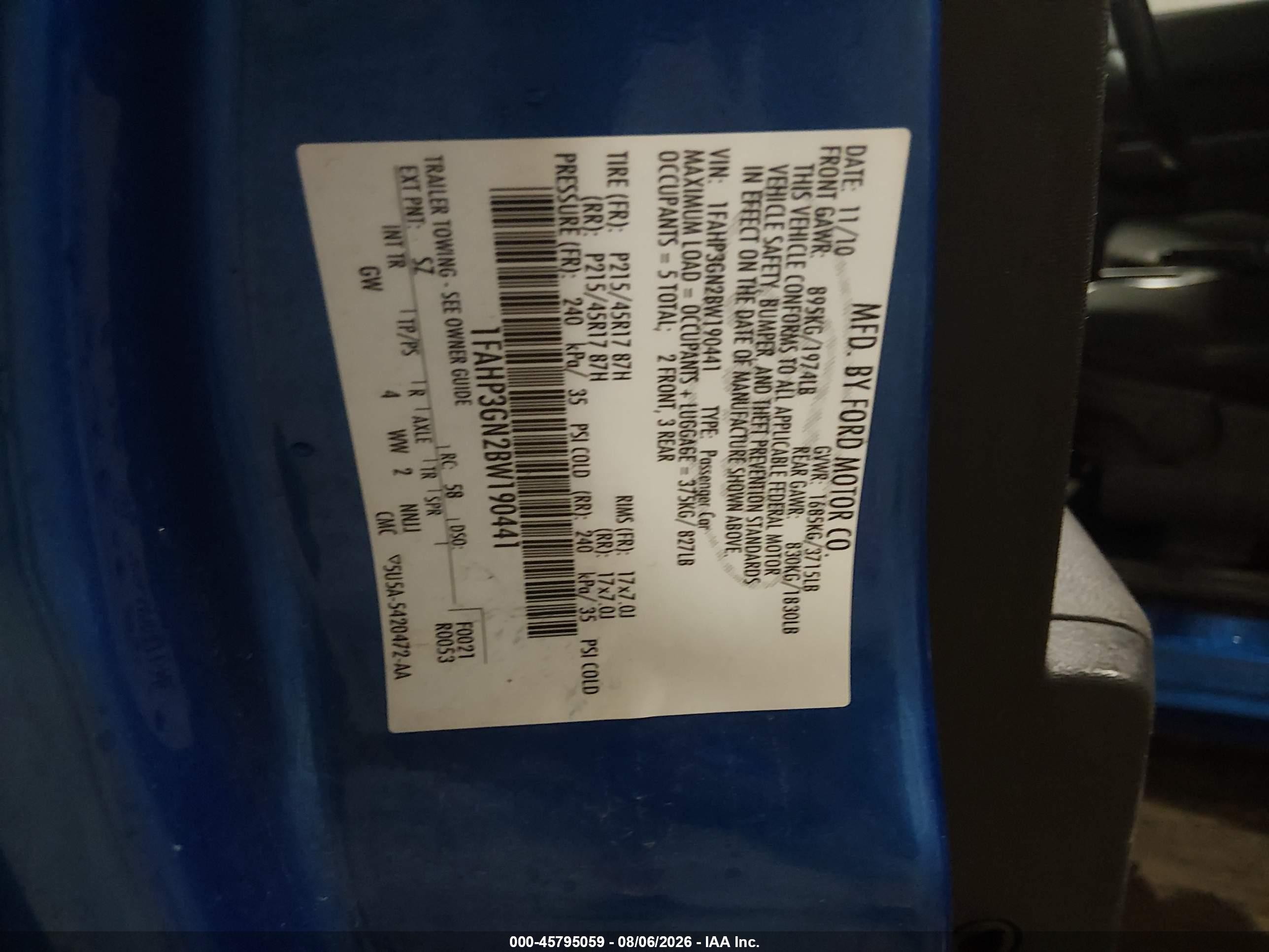 2011 Ford Focus Ses Blue vin: 1FAHP3GN2BW190441