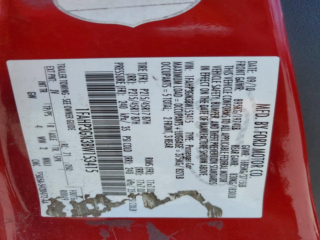 2011 Ford Focus Ses Red vin: 1FAHP3GN3BW153415