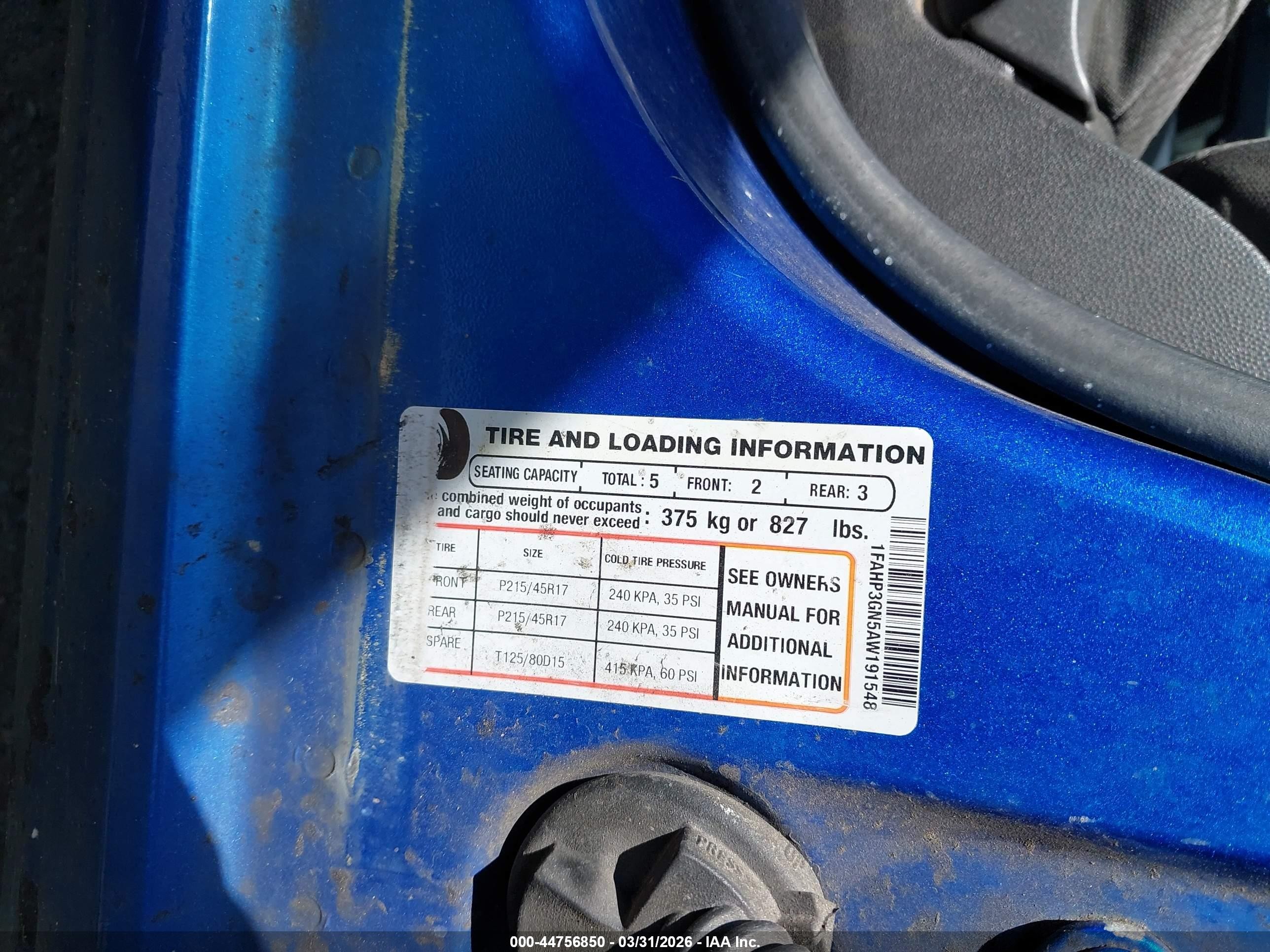 2010 Ford Focus Ses Blue vin: 1FAHP3GN5AW191548