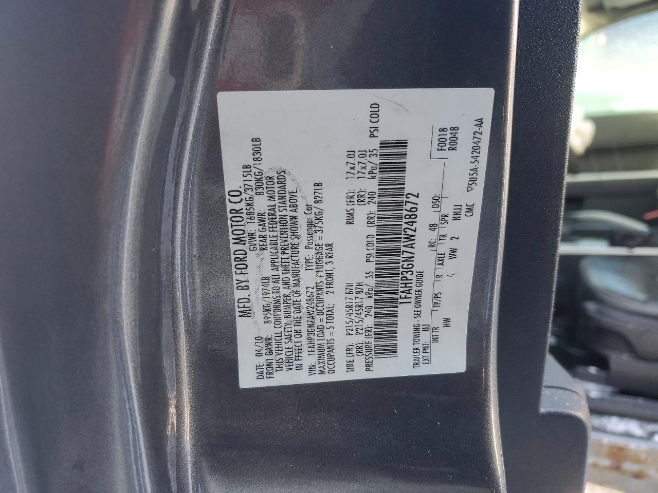 2010 Ford Focus Ses Charcoal vin: 1FAHP3GN7AW248672