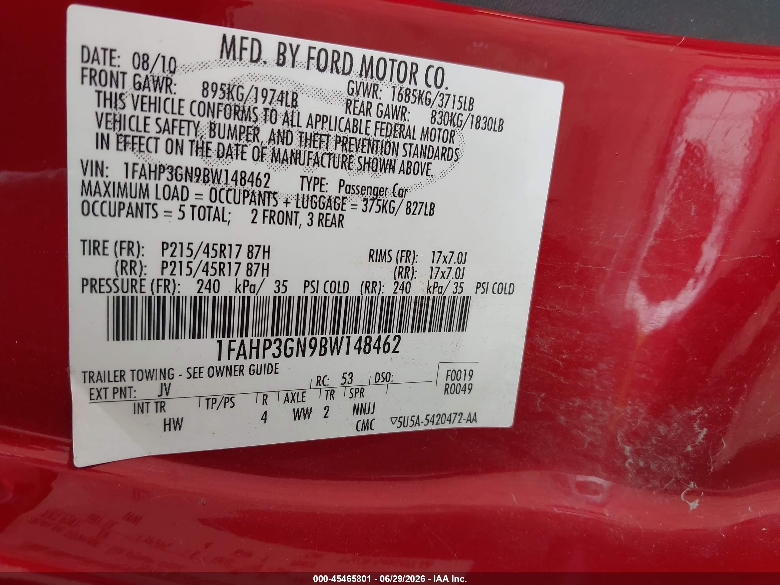 2011 Ford Focus Ses Red vin: 1FAHP3GN9BW148462