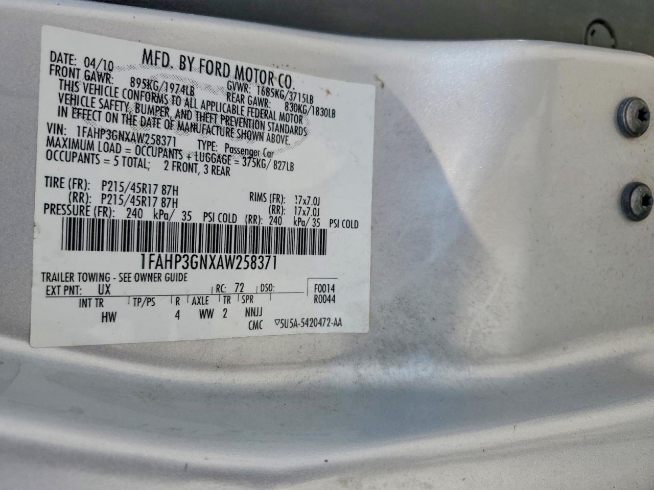 2010 Ford Focus Ses Серебряный vin: 1FAHP3GNXAW258371