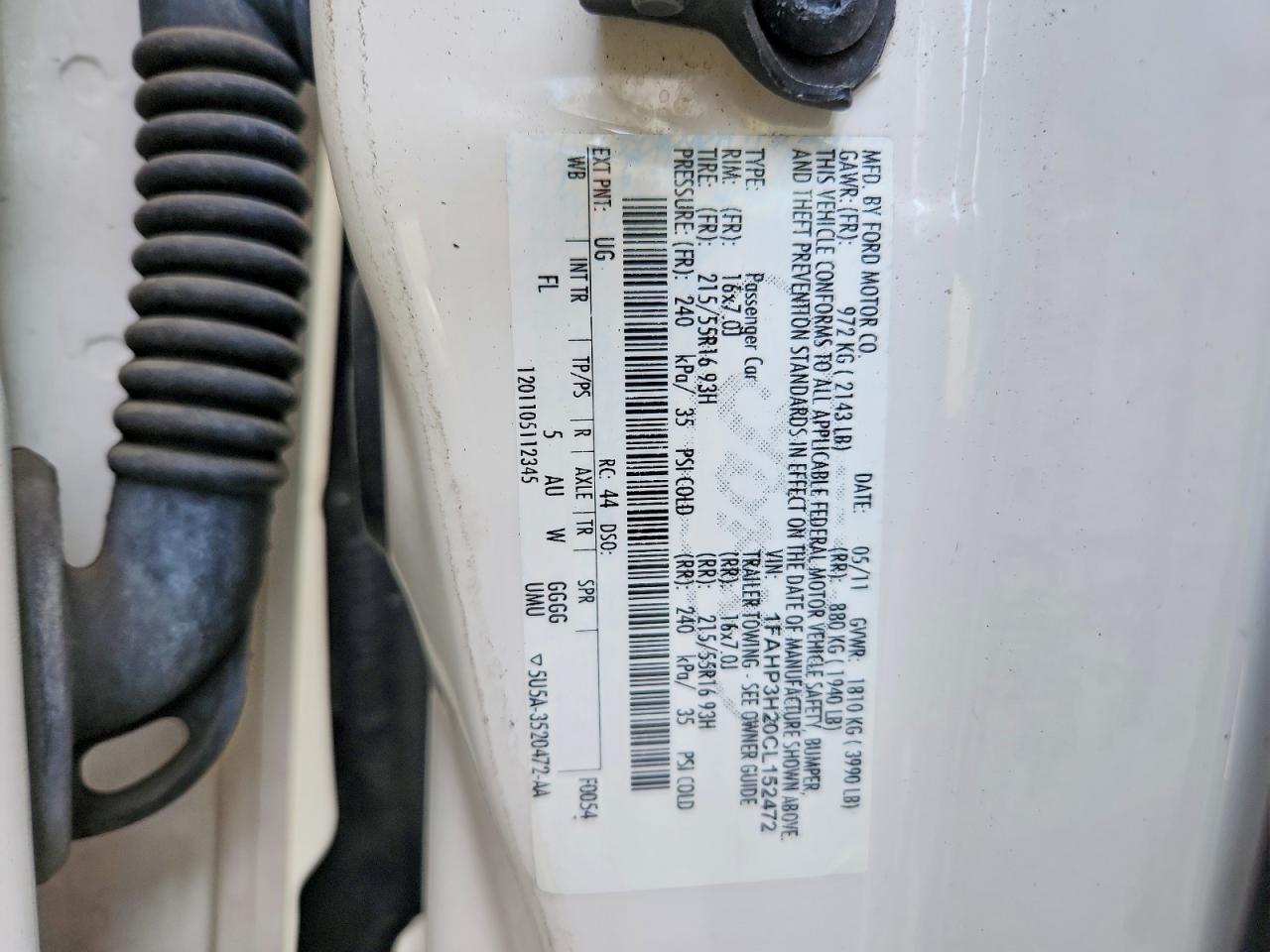 2012 Ford Focus Sel Белый vin: 1FAHP3H20CL152472