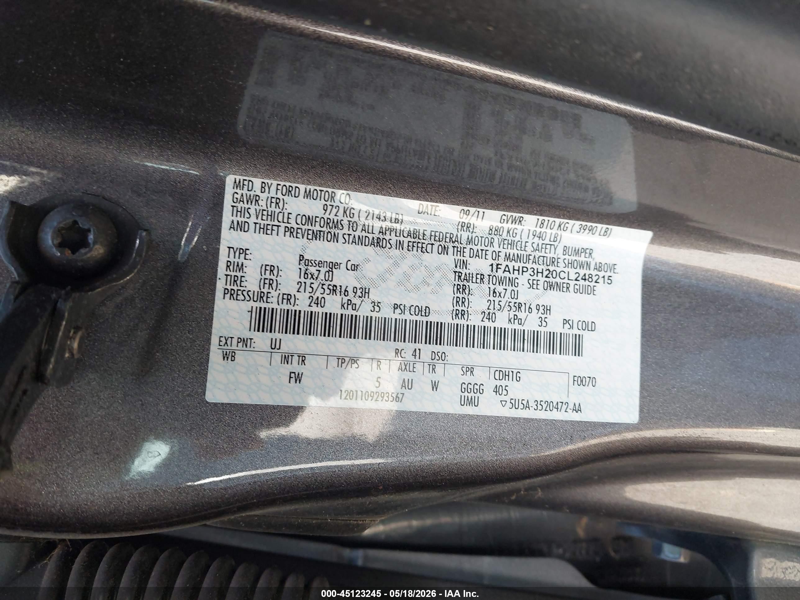 2012 Ford Focus Sel Gray vin: 1FAHP3H20CL248215