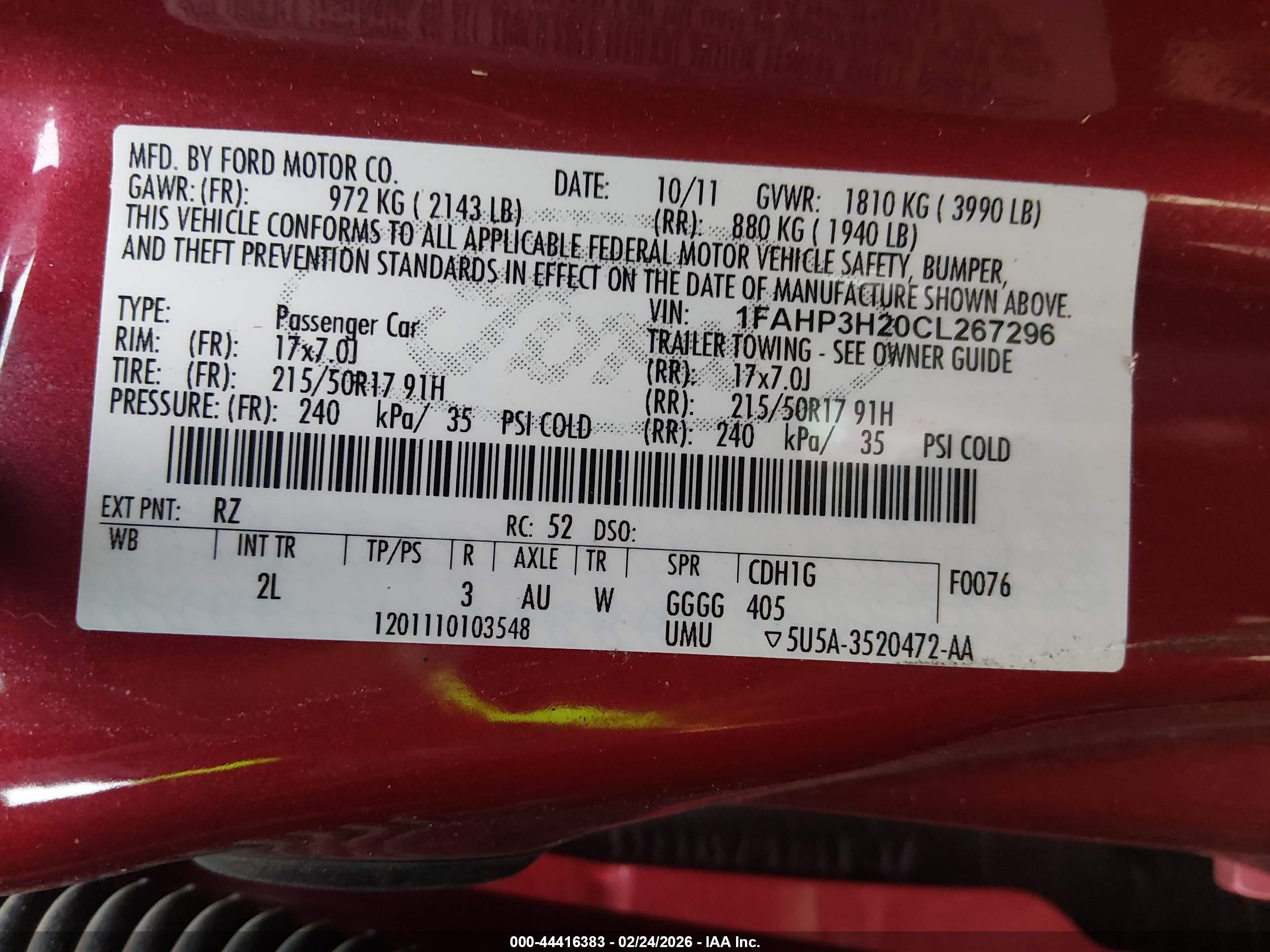 2012 Ford Focus Sel Red vin: 1FAHP3H20CL267296