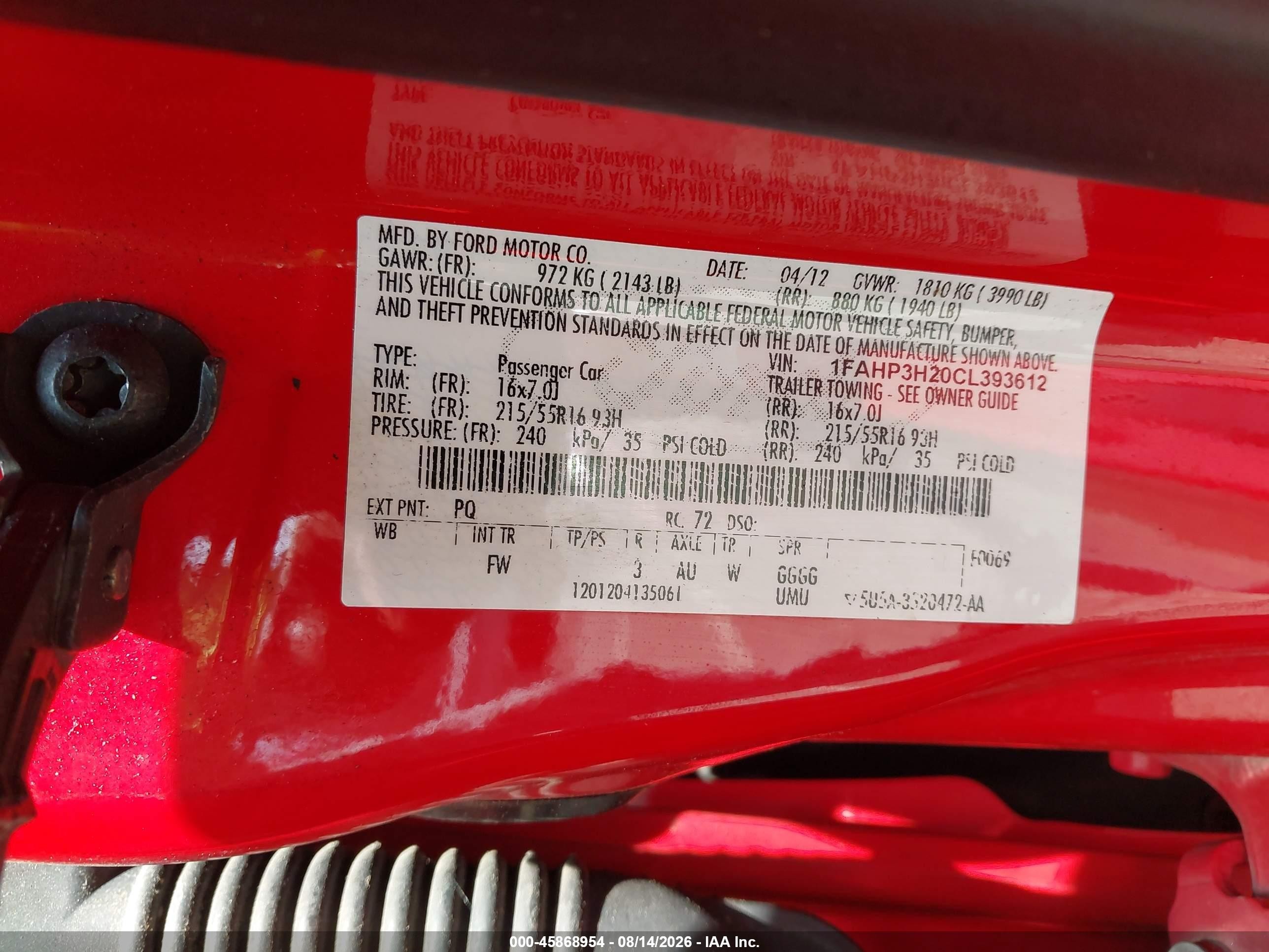 2012 Ford Focus Sel Red vin: 1FAHP3H20CL393612