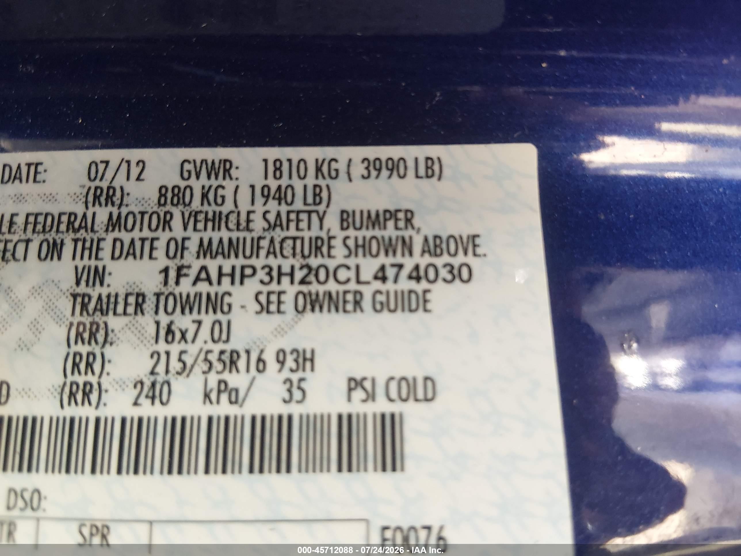 2012 Ford Focus Sel Синий vin: 1FAHP3H20CL474030