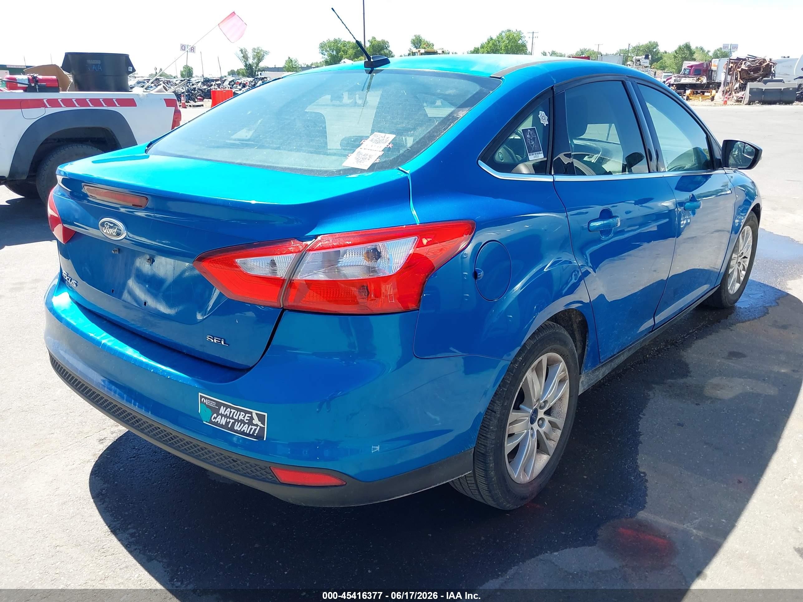 2012 Ford Focus Sel Blue vin: 1FAHP3H23CL109809