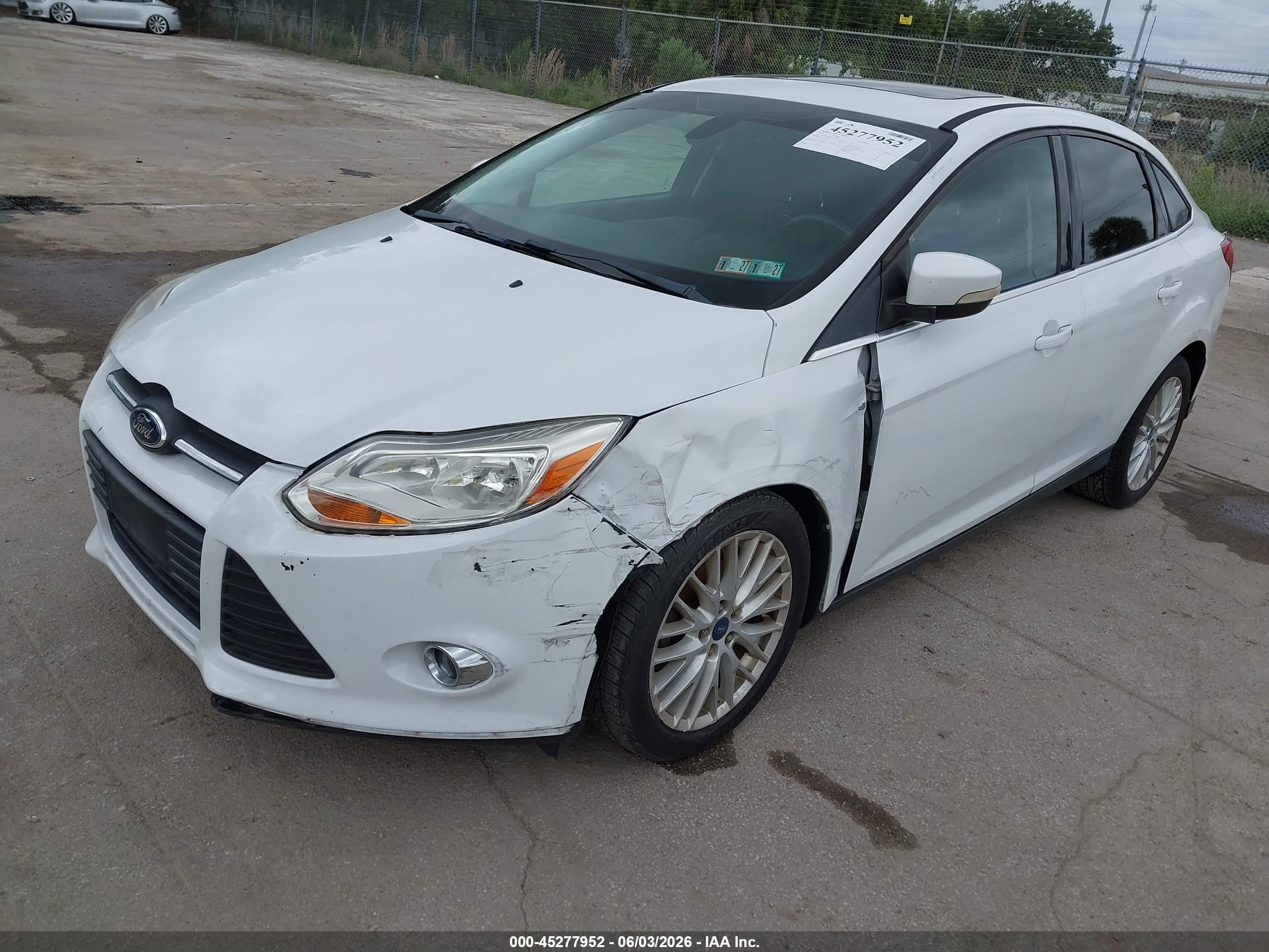 2012 Ford Focus Sel White vin: 1FAHP3H23CL171985