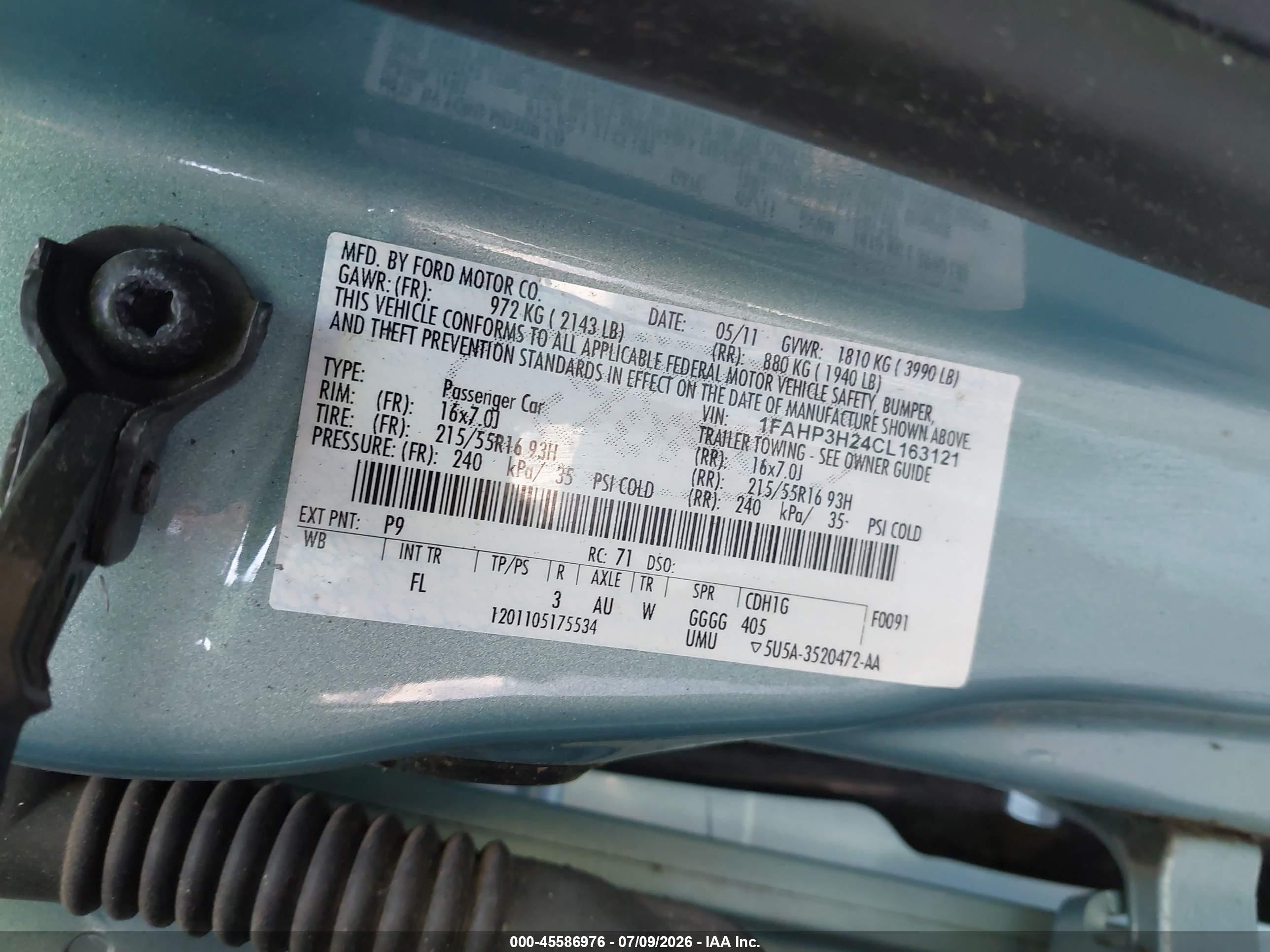2012 Ford Focus Sel Blue vin: 1FAHP3H24CL163121