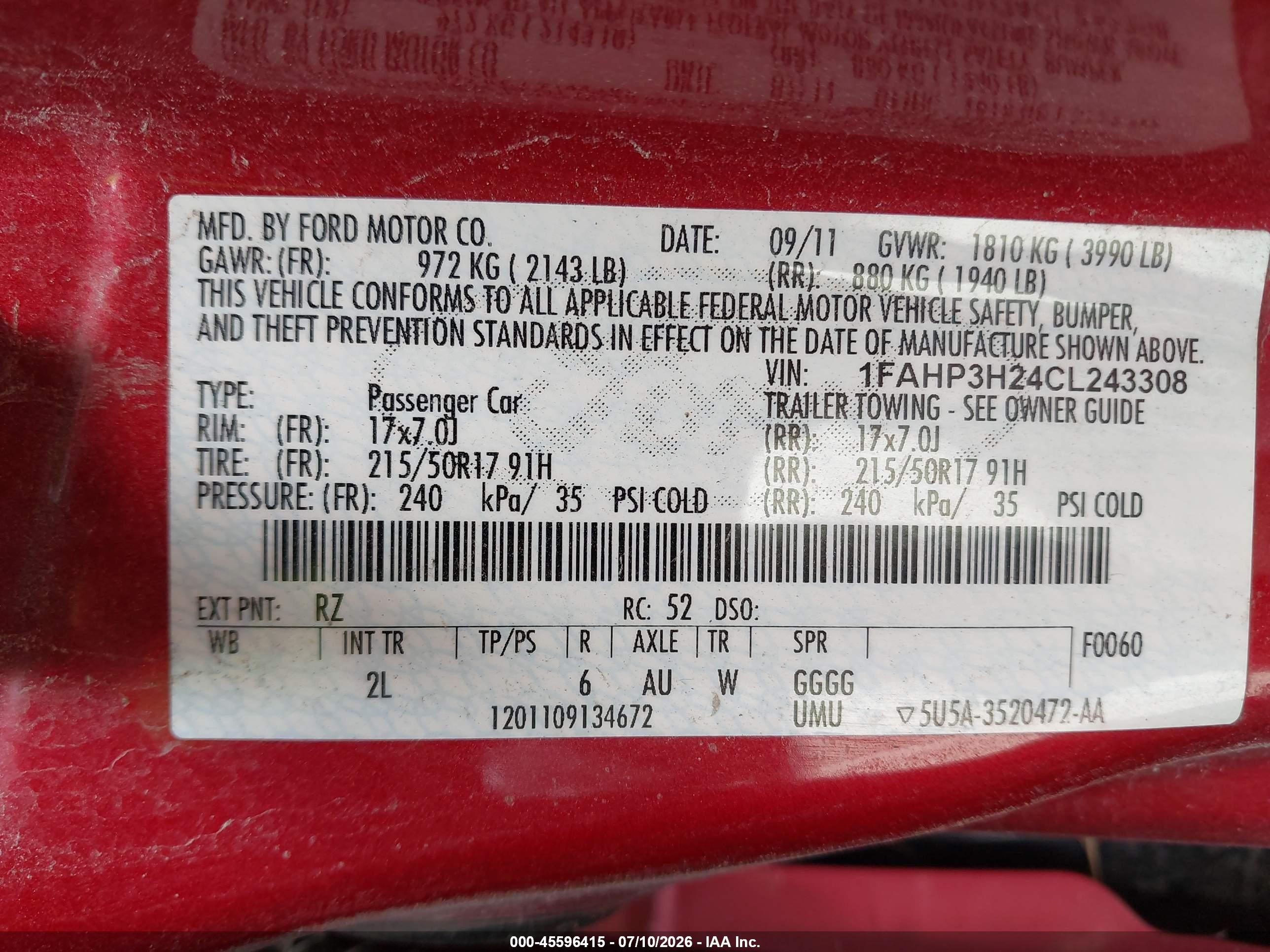 2012 Ford Focus Sel Red vin: 1FAHP3H24CL243308