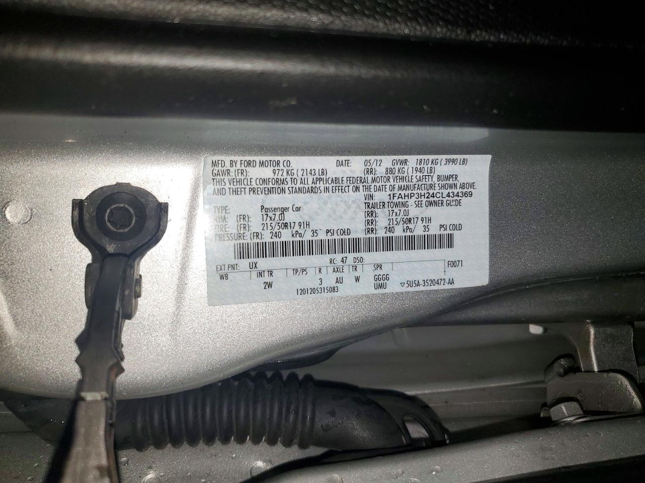 2012 Ford Focus Sel Silver vin: 1FAHP3H24CL434369