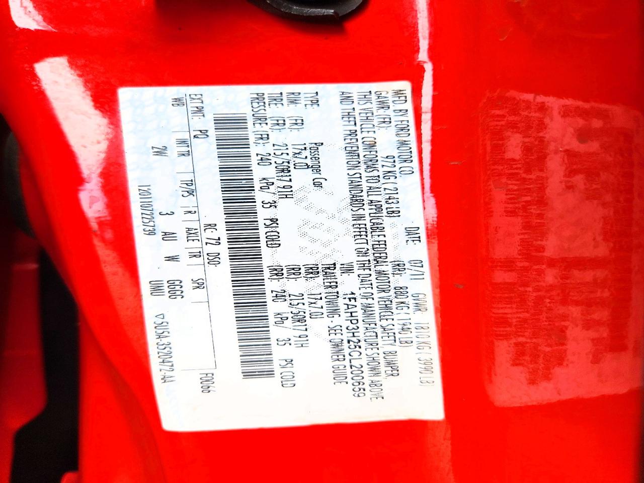 2012 Ford Focus Sel Red vin: 1FAHP3H25CL200659