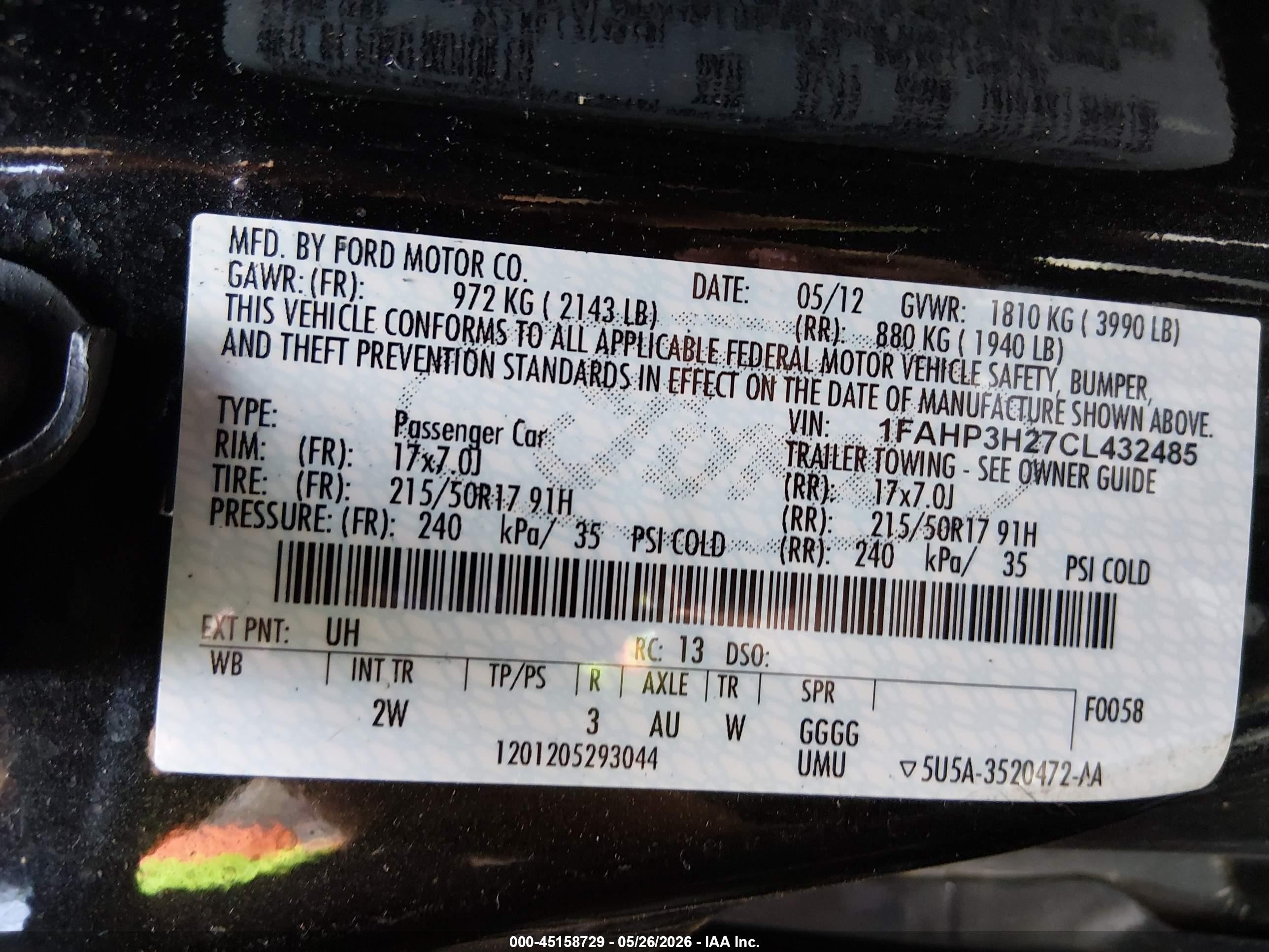 2012 Ford Focus Sel Black vin: 1FAHP3H27CL432485