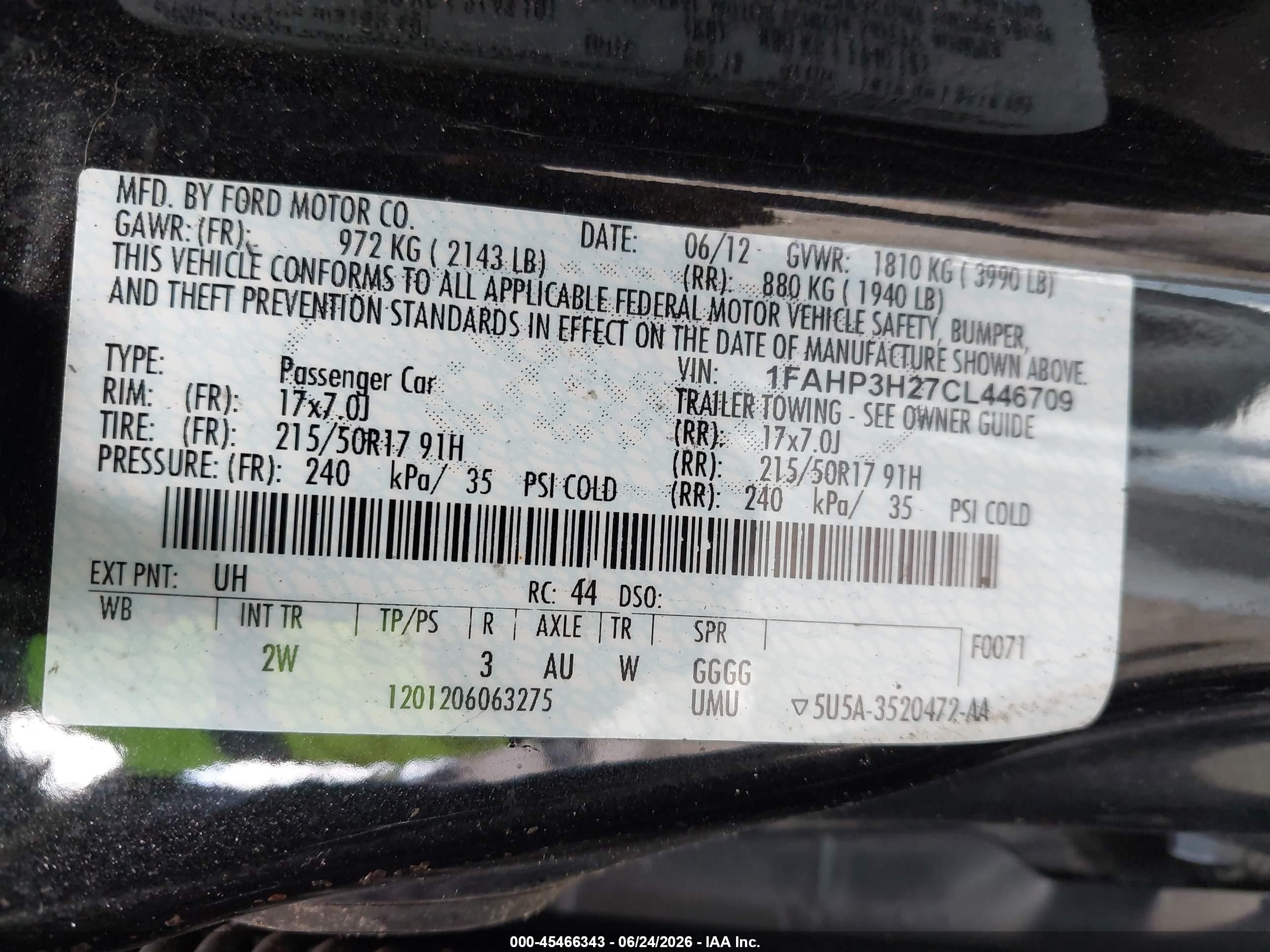 2012 Ford Focus Sel Black vin: 1FAHP3H27CL446709