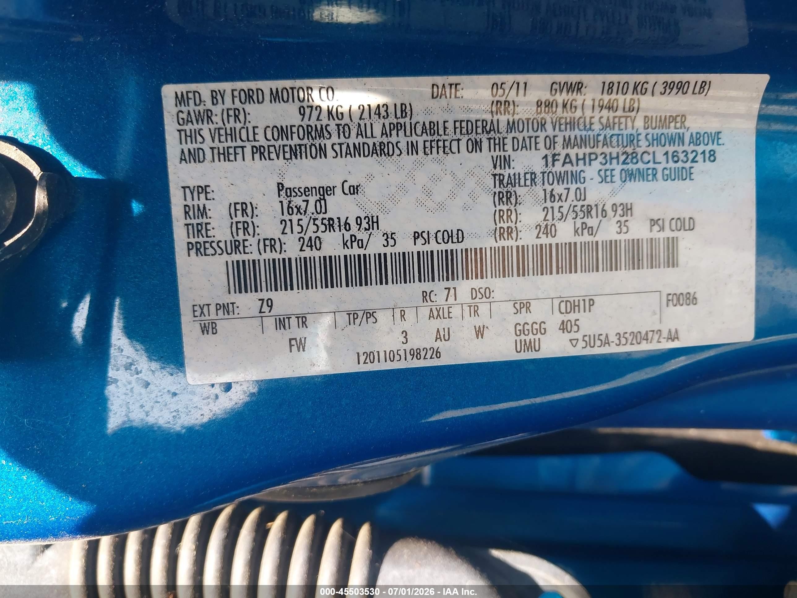 2012 Ford Focus Sel Blue vin: 1FAHP3H28CL163218