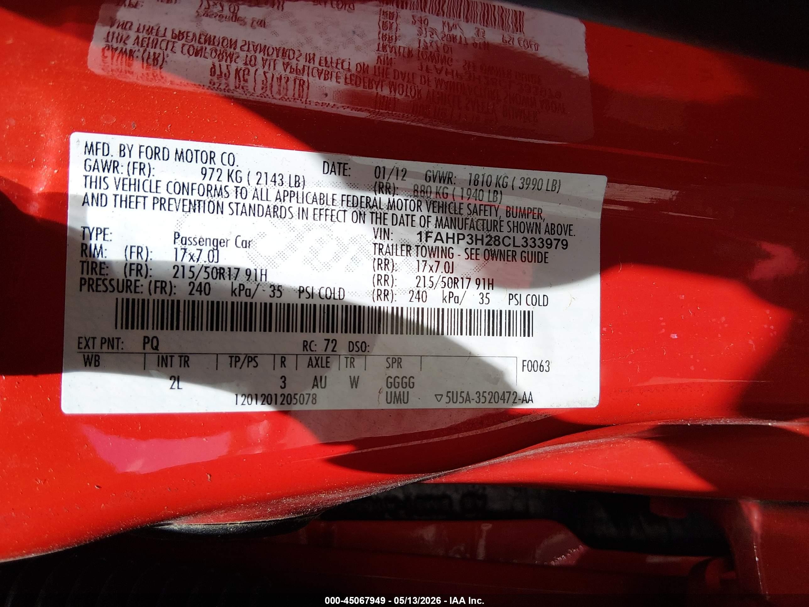 2012 Ford Focus Sel Red vin: 1FAHP3H28CL333979