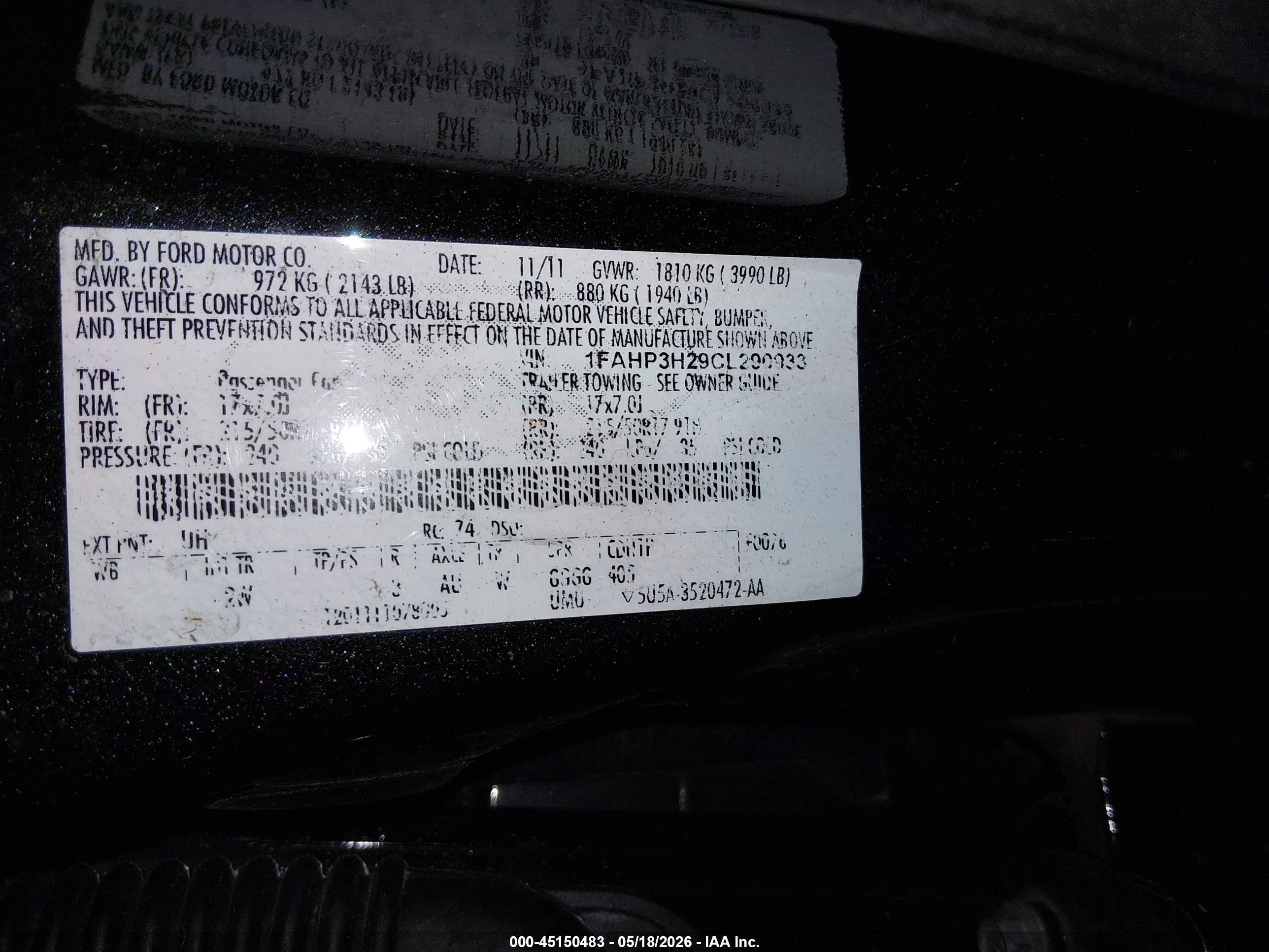 2012 Ford Focus Sel Black vin: 1FAHP3H29CL290933