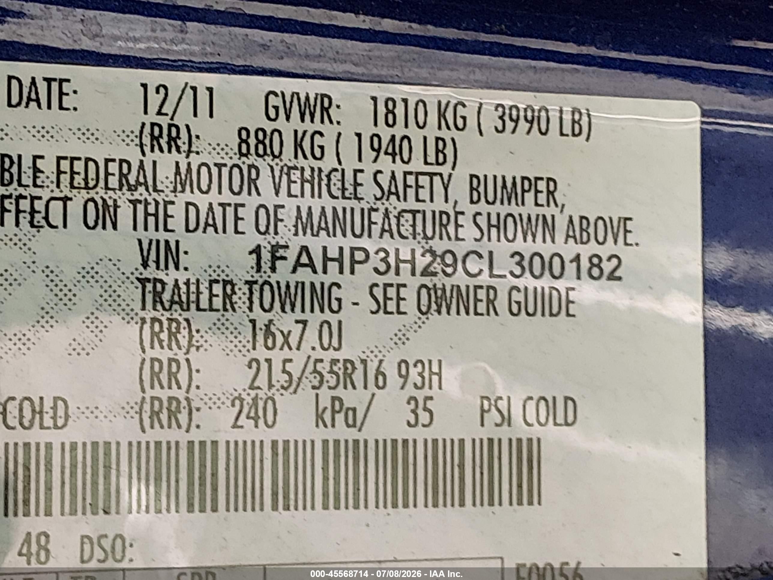 2012 Ford Focus Sel Blue vin: 1FAHP3H29CL300182