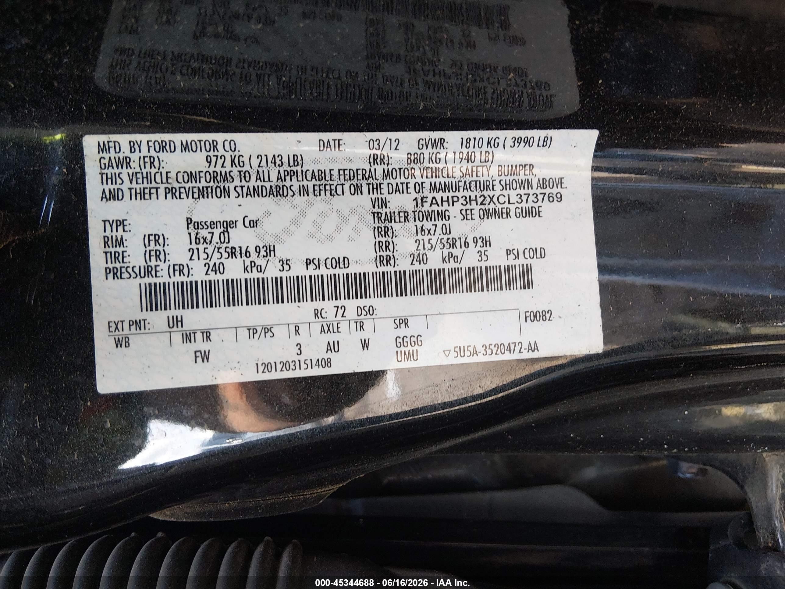 2012 Ford Focus Sel Black vin: 1FAHP3H2XCL373769