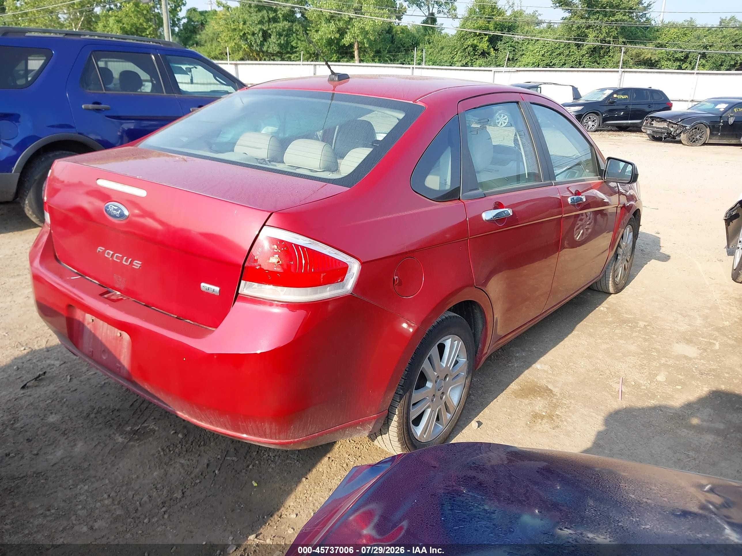 2010 Ford Focus Sel Red vin: 1FAHP3HN3AW172947