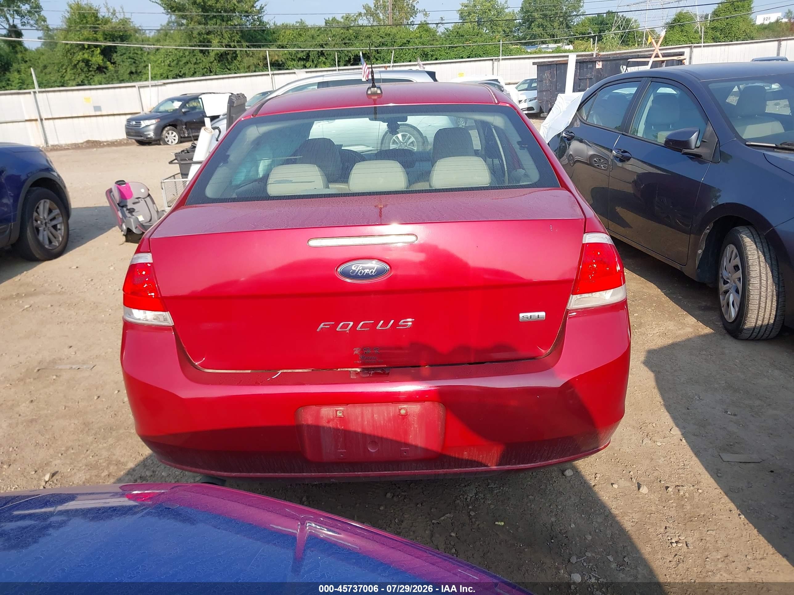2010 Ford Focus Sel Red vin: 1FAHP3HN3AW172947