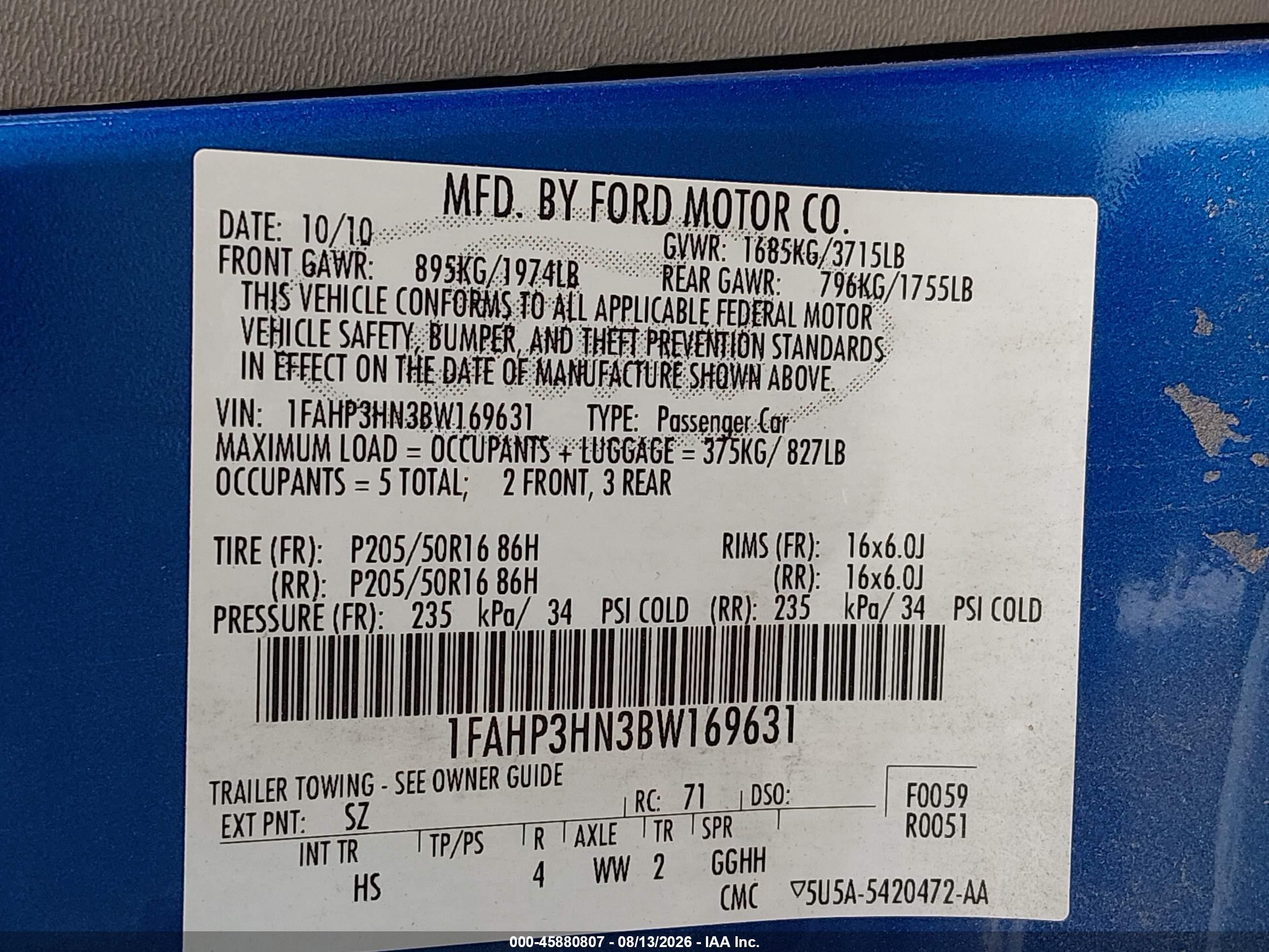 2011 Ford Focus Sel Синий vin: 1FAHP3HN3BW169631