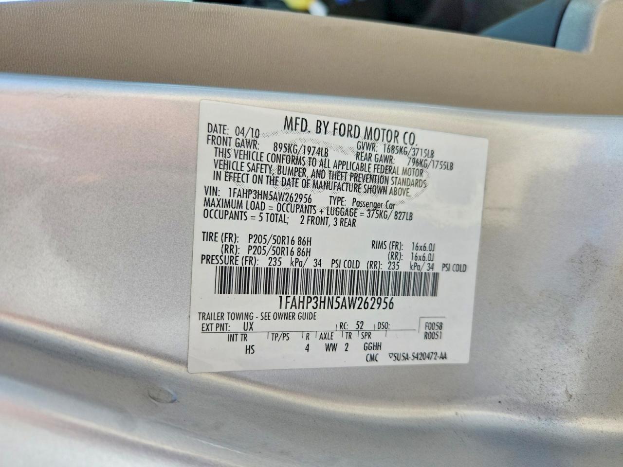 2010 Ford Focus Sel Silver vin: 1FAHP3HN5AW262956