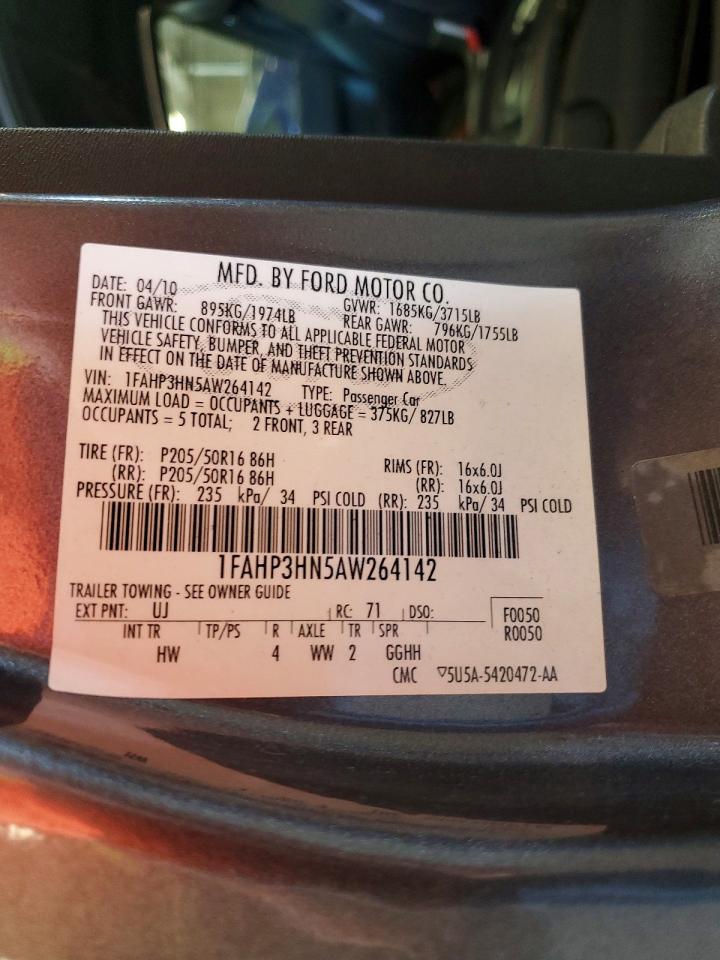 2010 Ford Focus Sel Gray vin: 1FAHP3HN5AW264142