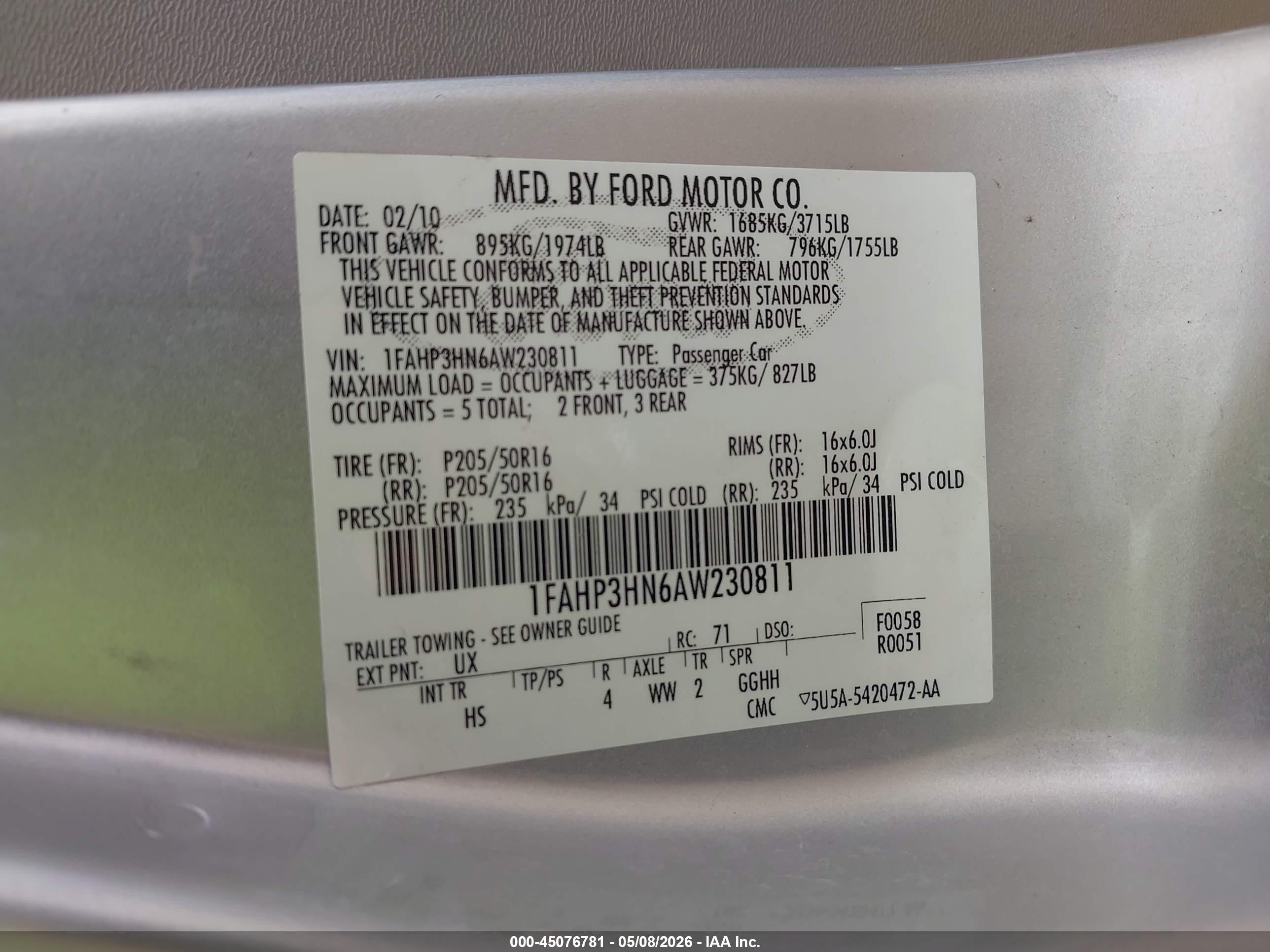 2010 Ford Focus Sel Silver vin: 1FAHP3HN6AW230811