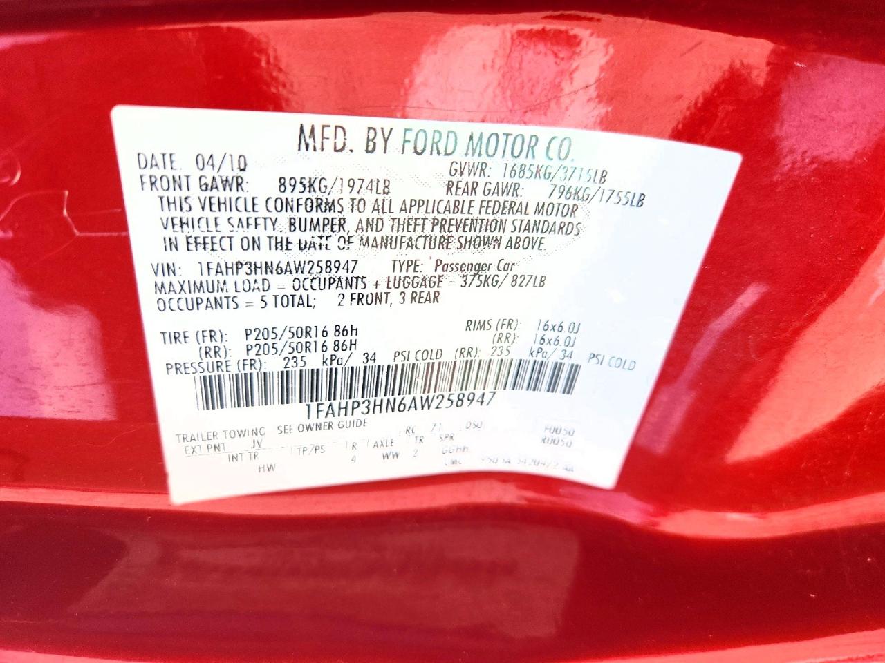 2010 Ford Focus Sel Красный vin: 1FAHP3HN6AW258947