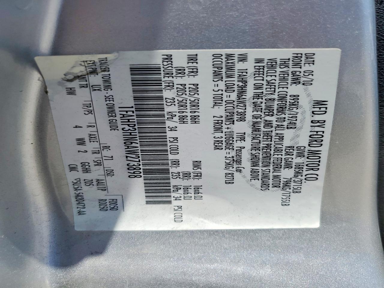 2010 Ford Focus Sel Silver vin: 1FAHP3HN6AW273898