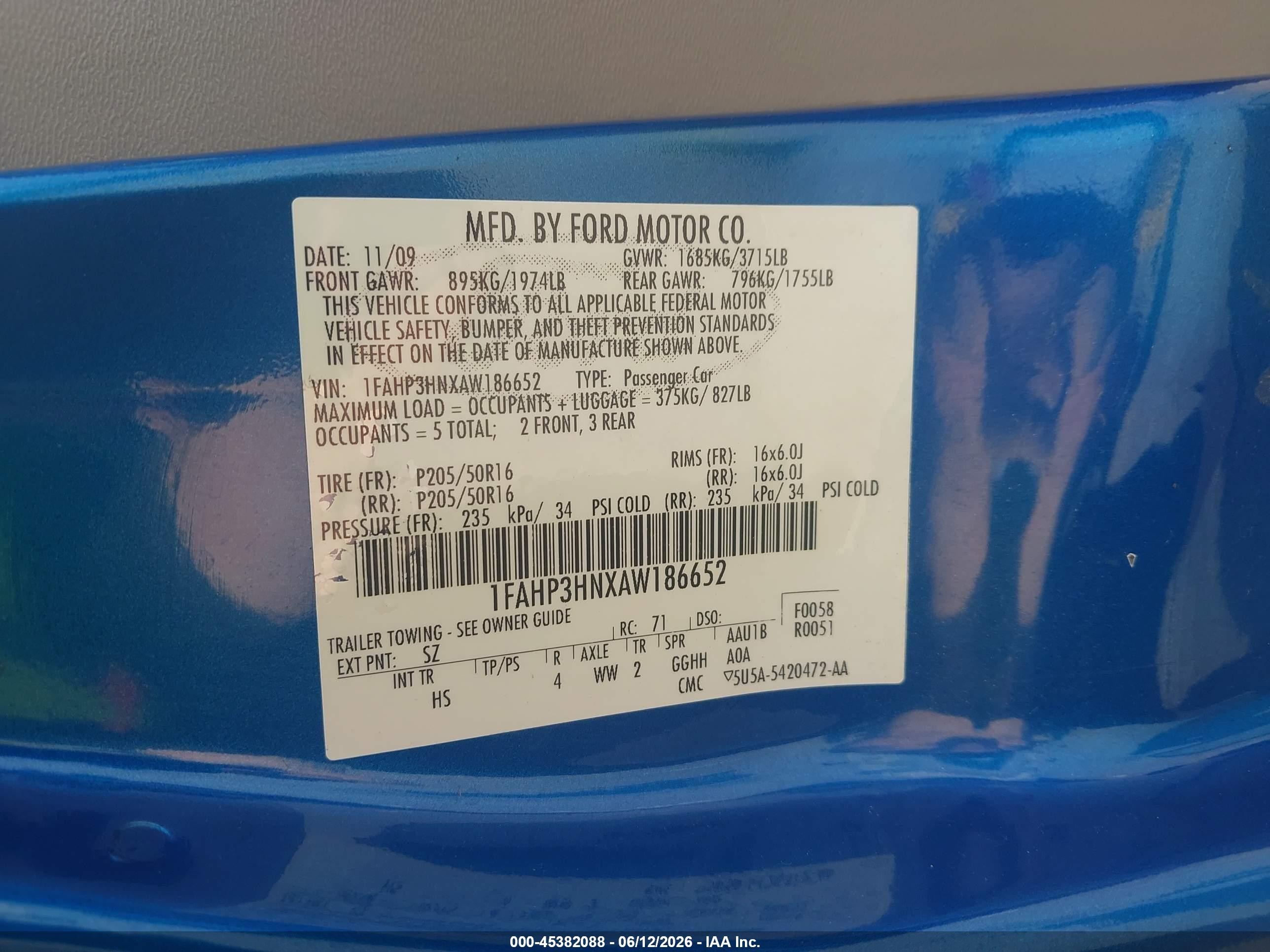 2010 Ford Focus Sel Blue vin: 1FAHP3HNXAW186652