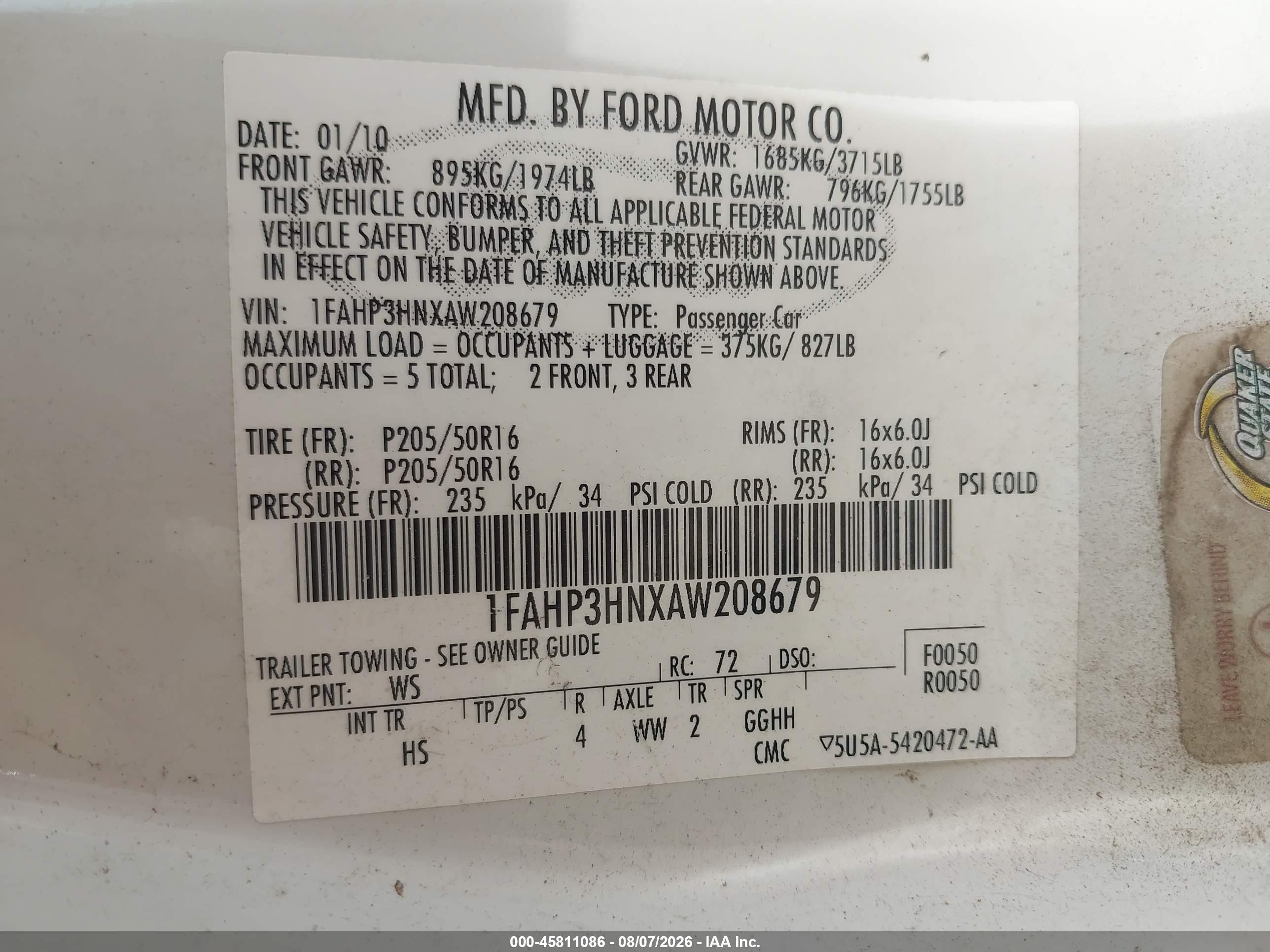 2010 Ford Focus Sel White vin: 1FAHP3HNXAW208679