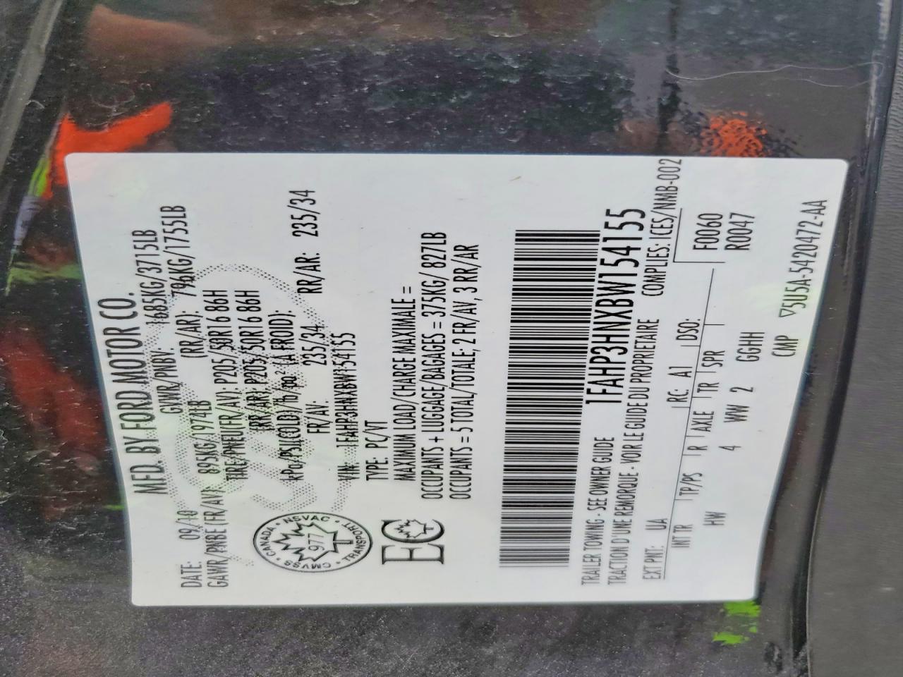 2011 Ford Focus Sel Black vin: 1FAHP3HNXBW154155