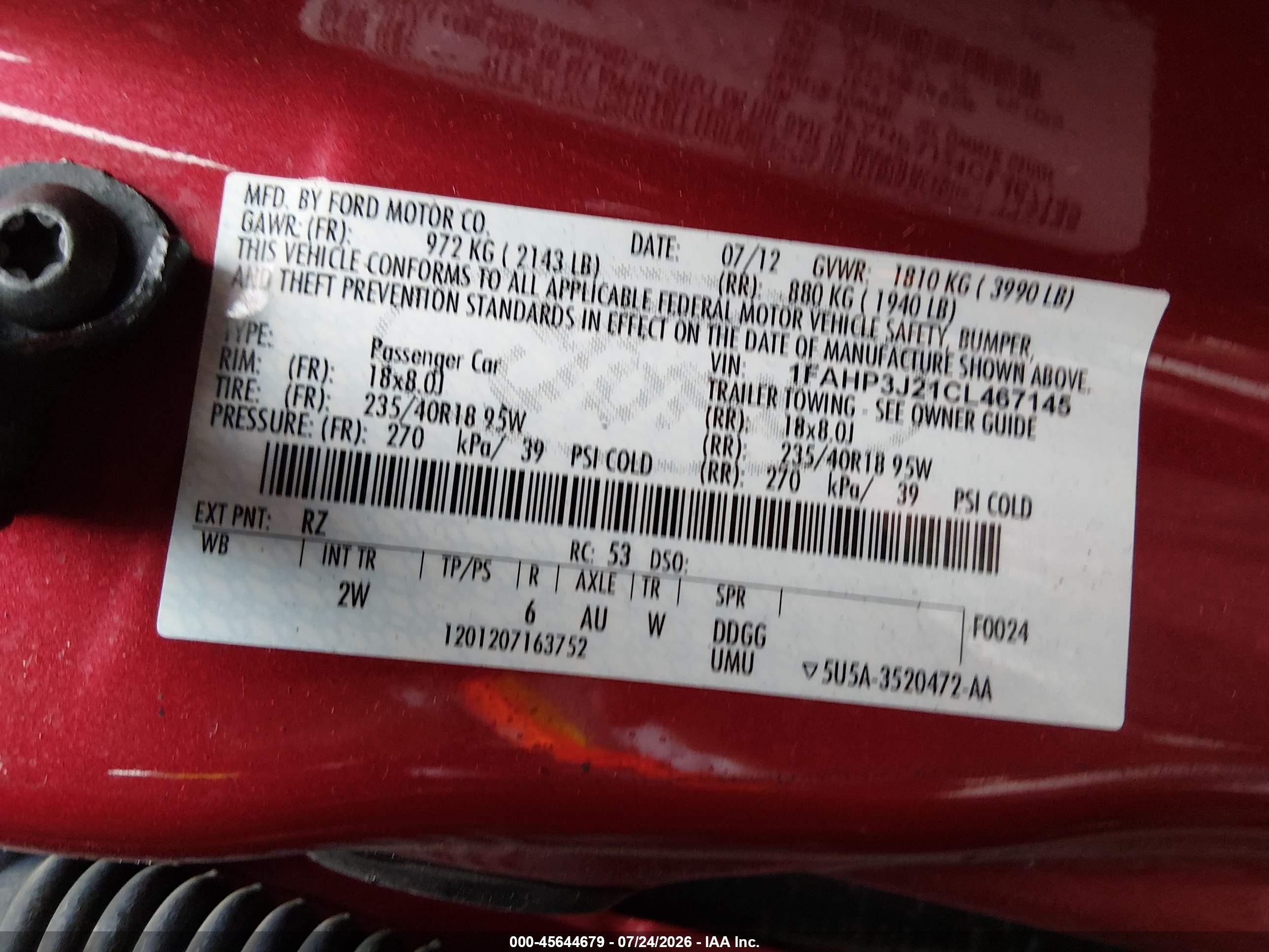 2012 Ford Focus Titanium Красный vin: 1FAHP3J21CL467145