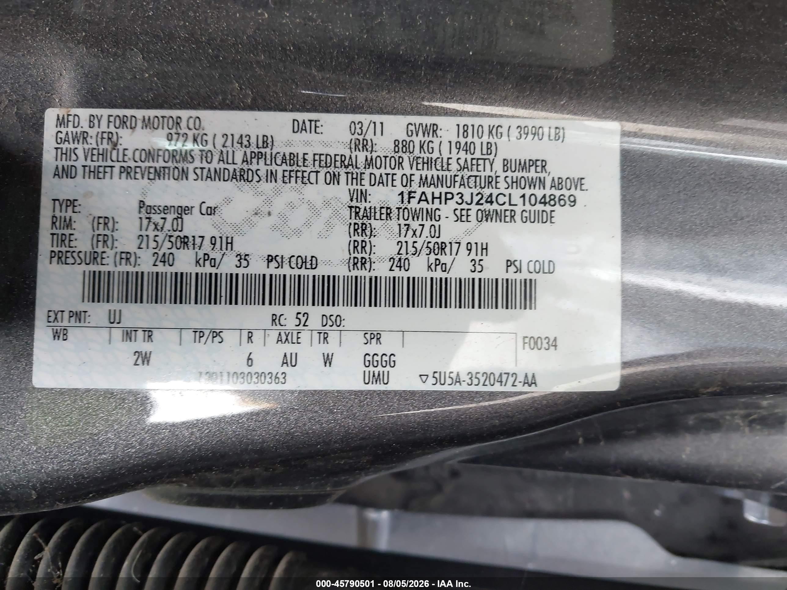 2012 Ford Focus Titanium Gray vin: 1FAHP3J24CL104869