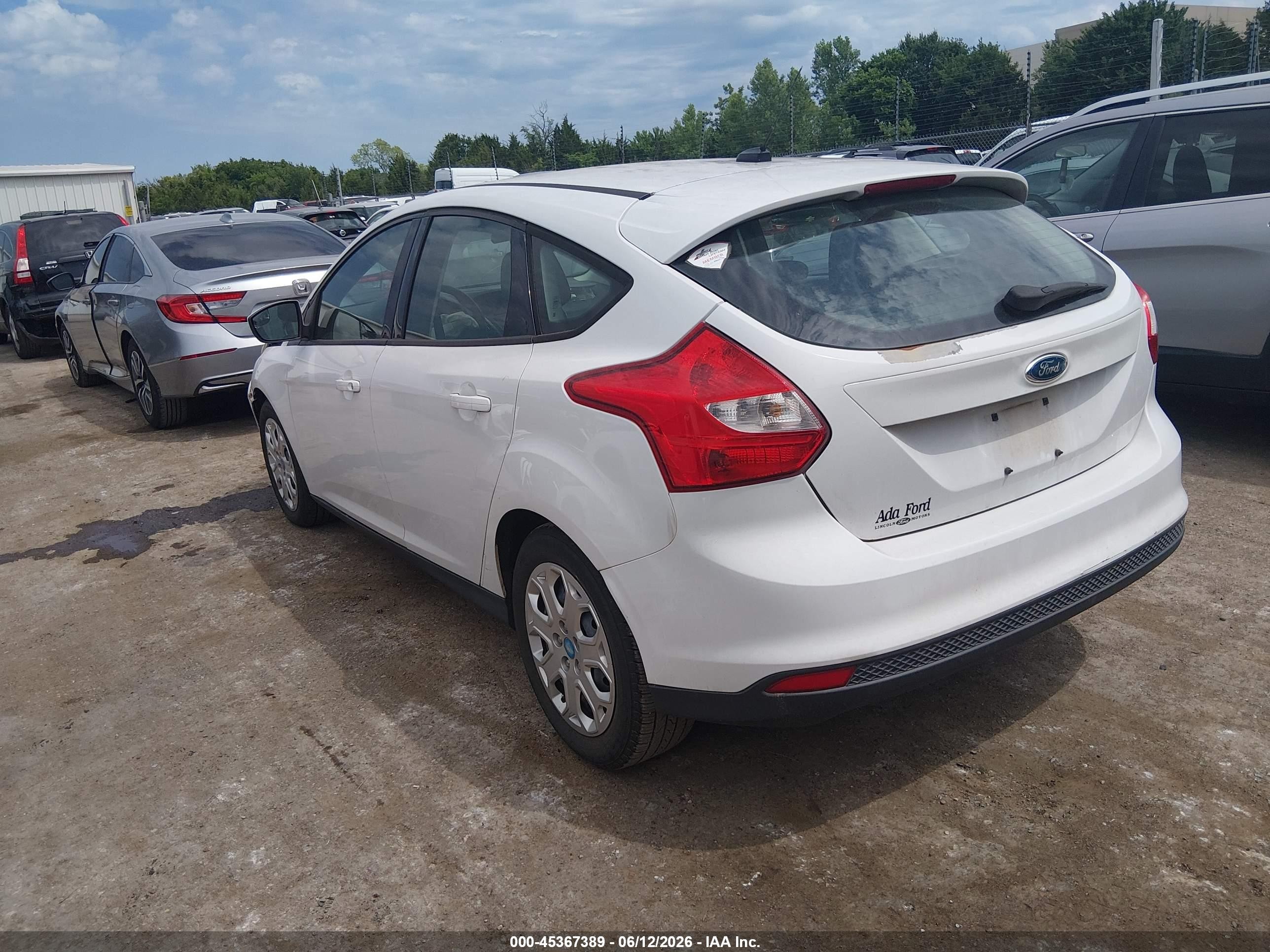 2012 Ford Focus Se White vin: 1FAHP3K21CL123622