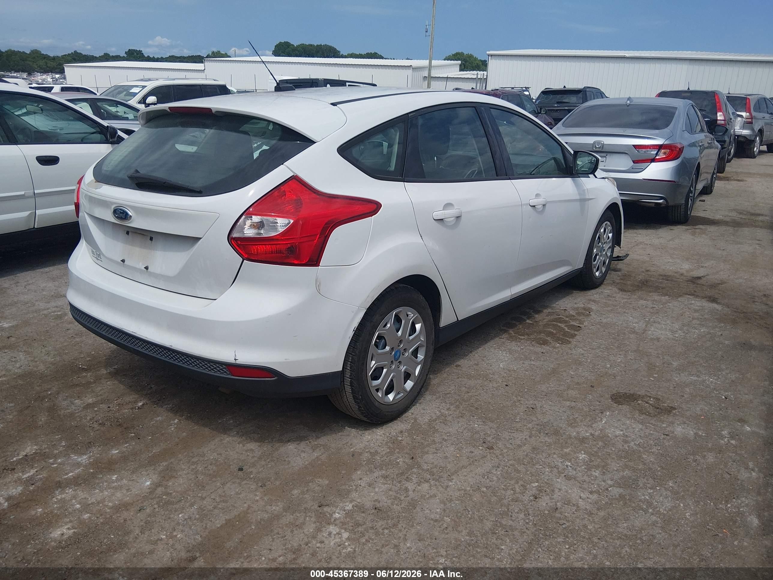 2012 Ford Focus Se White vin: 1FAHP3K21CL123622