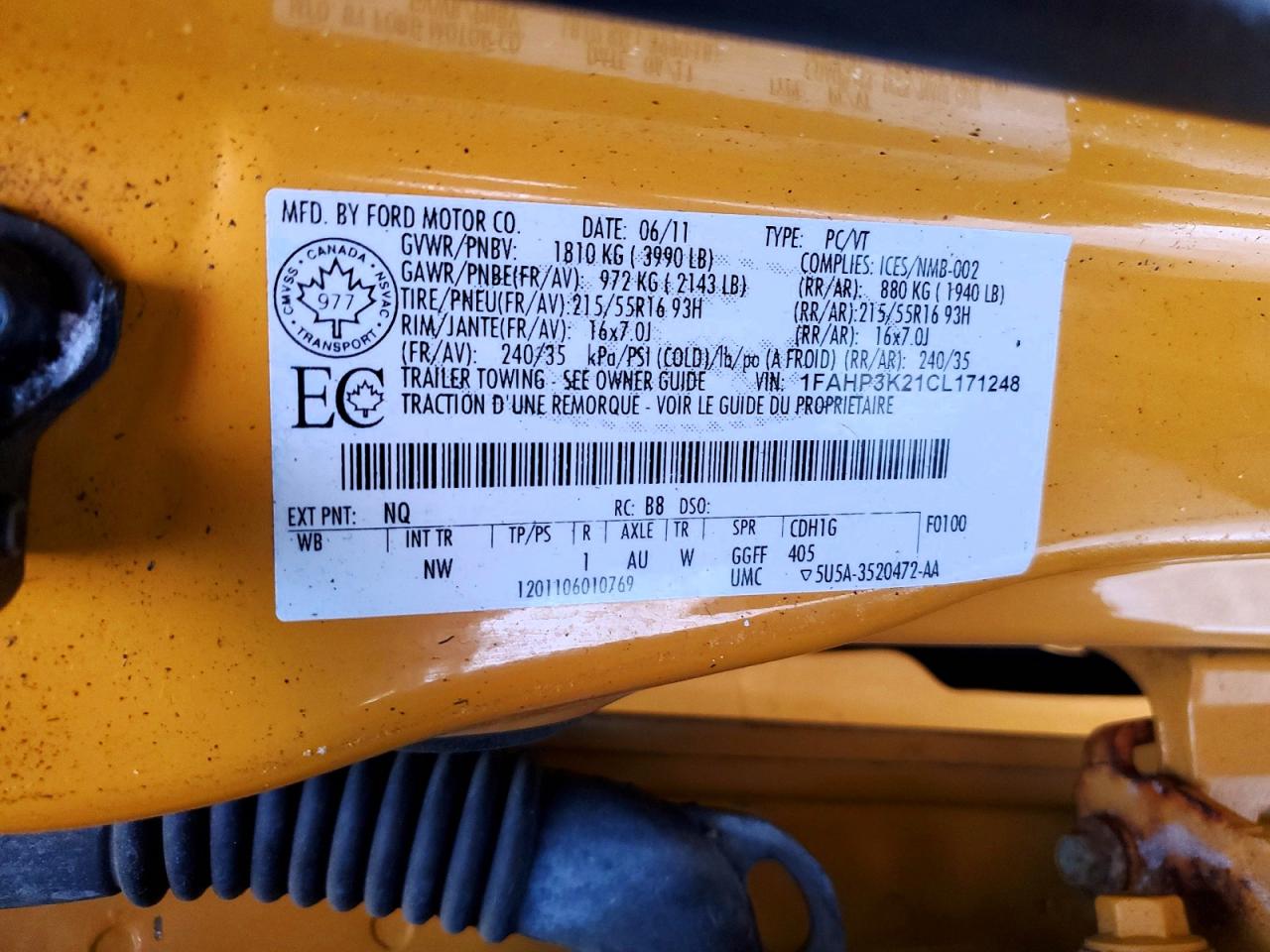 2012 Ford Focus Se Yellow vin: 1FAHP3K21CL171248