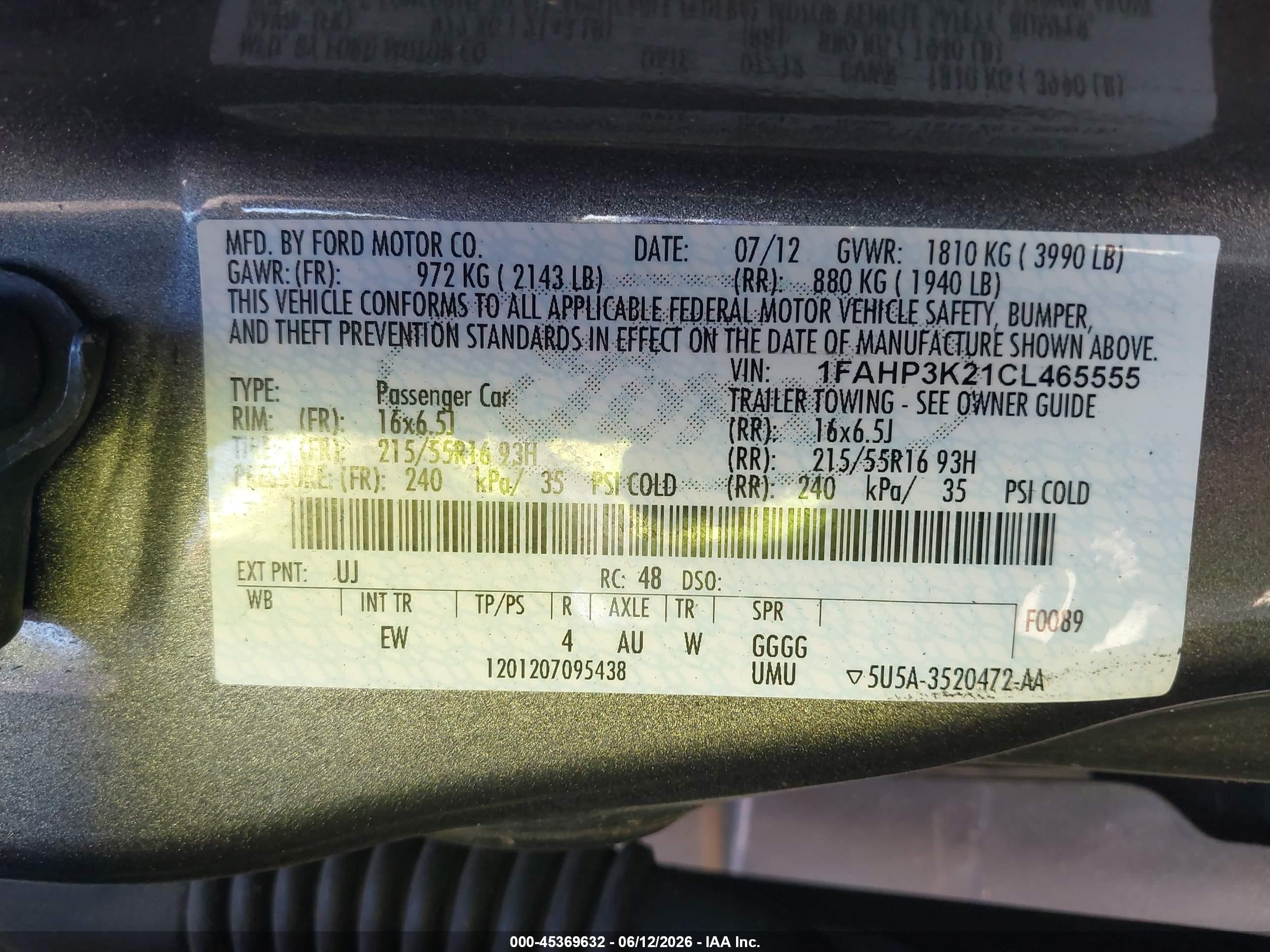 2012 Ford Focus Se Gray vin: 1FAHP3K21CL465555