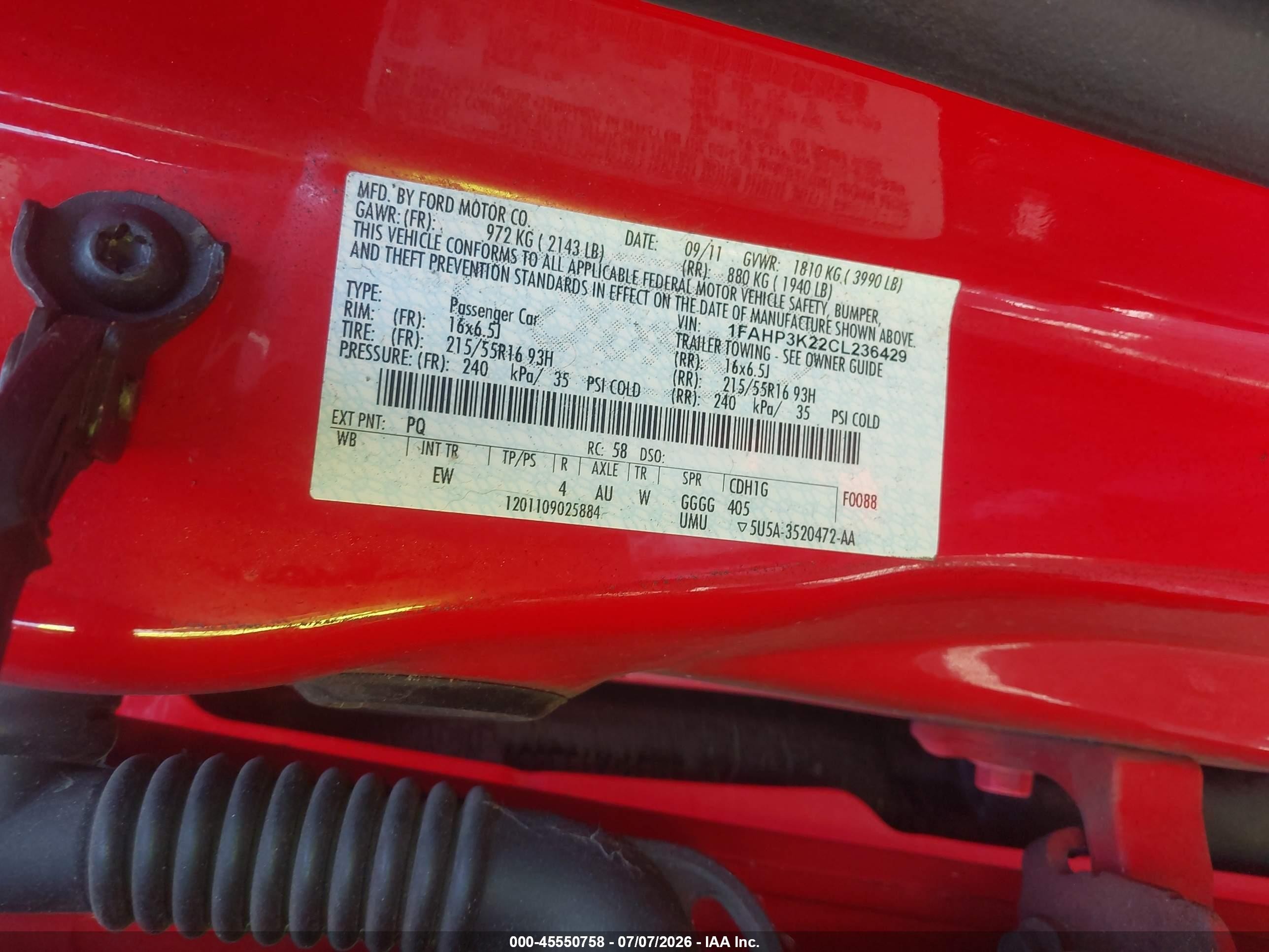2012 Ford Focus Se Красный vin: 1FAHP3K22CL236429