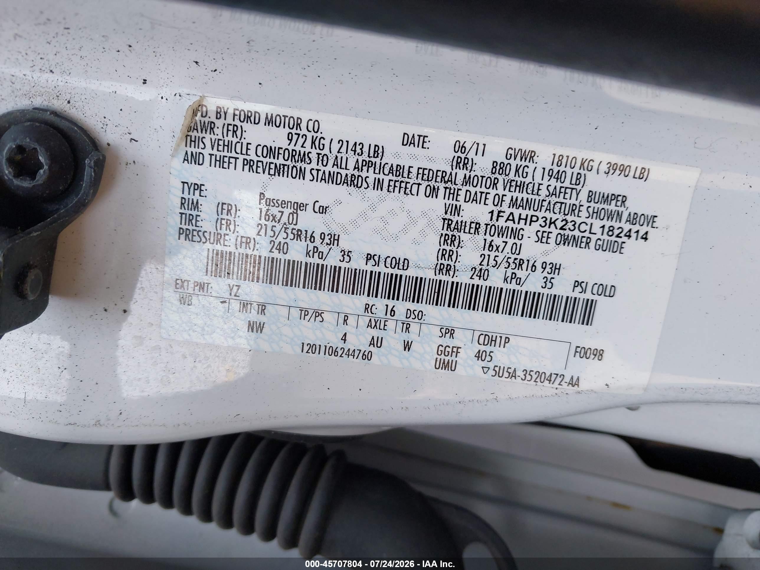 2012 Ford Focus Se White vin: 1FAHP3K23CL182414