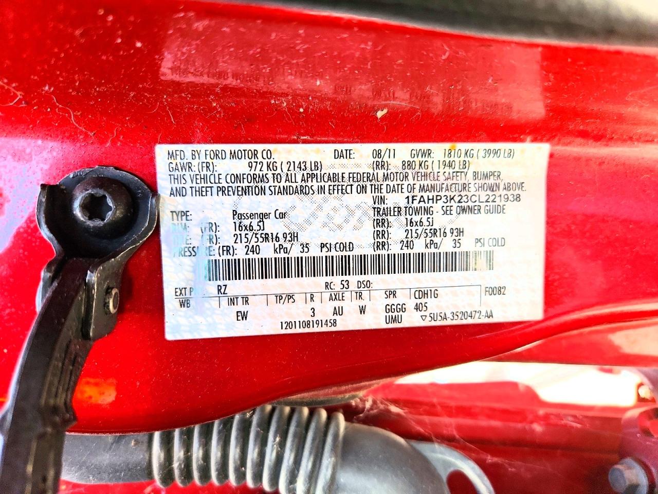 2012 Ford Focus Se Red vin: 1FAHP3K23CL221938