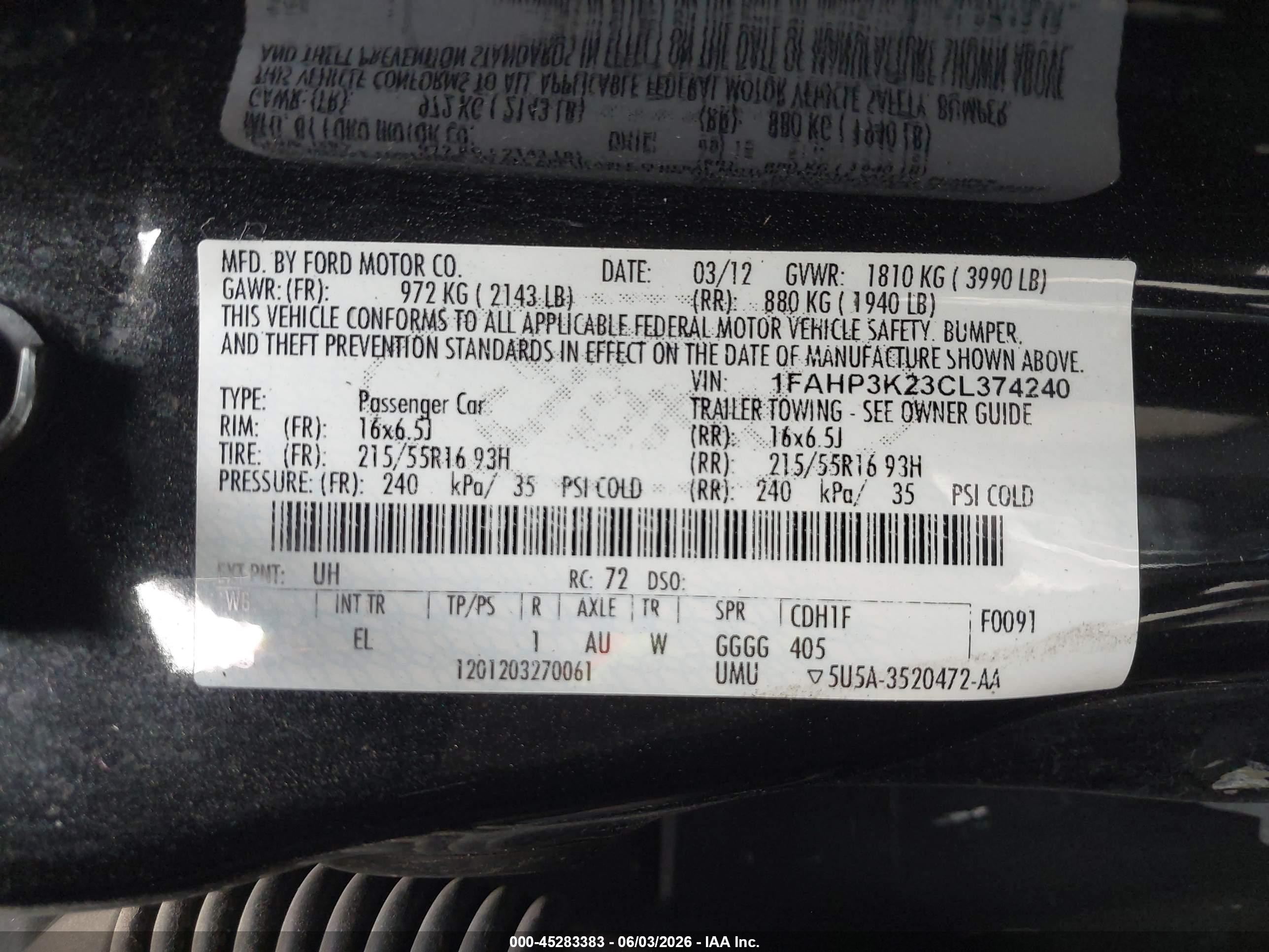 2012 Ford Focus Se Black vin: 1FAHP3K23CL374240